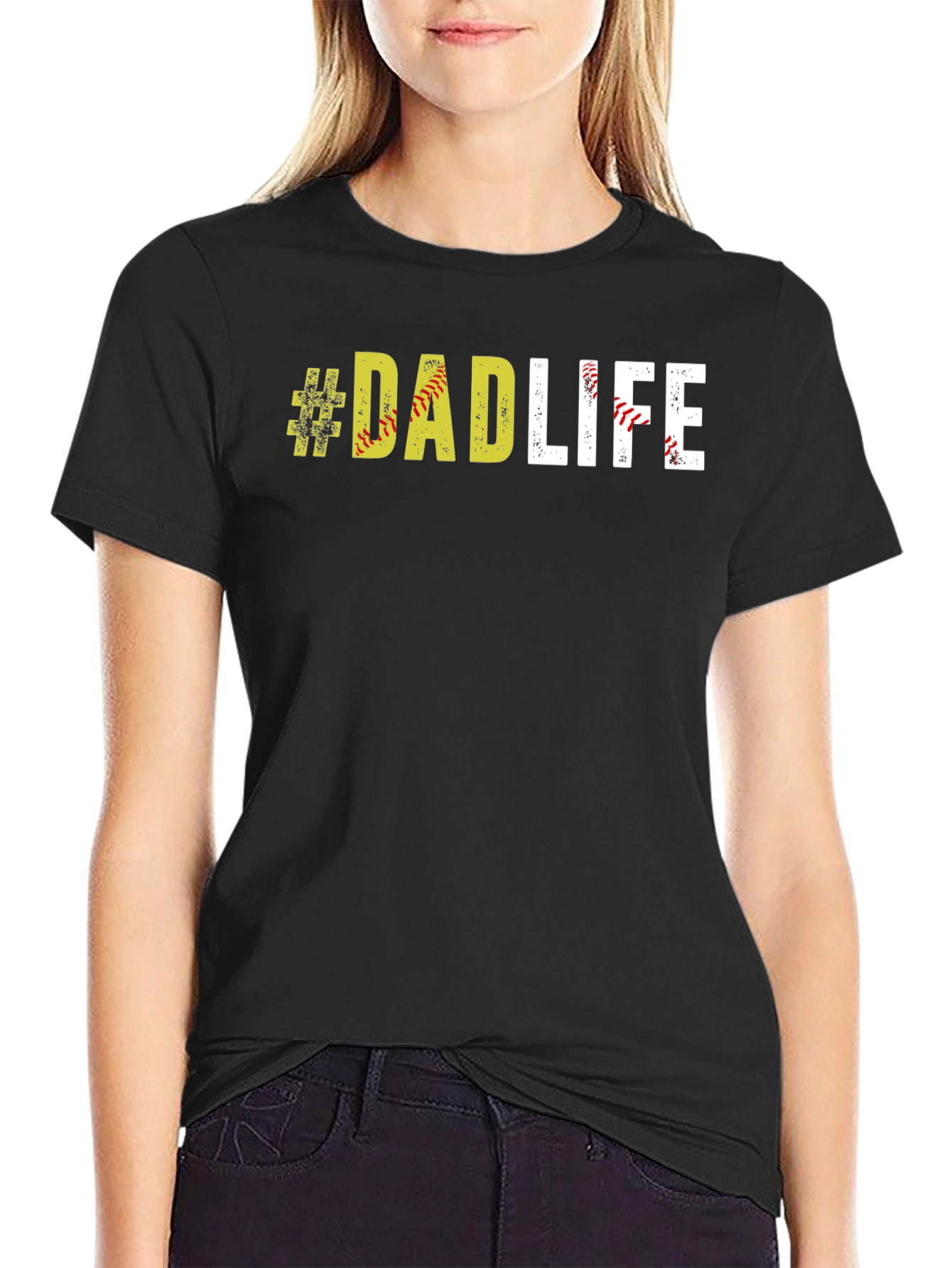 Black #DadLife Softball T-Shirt - Father's Day Apparel view 2