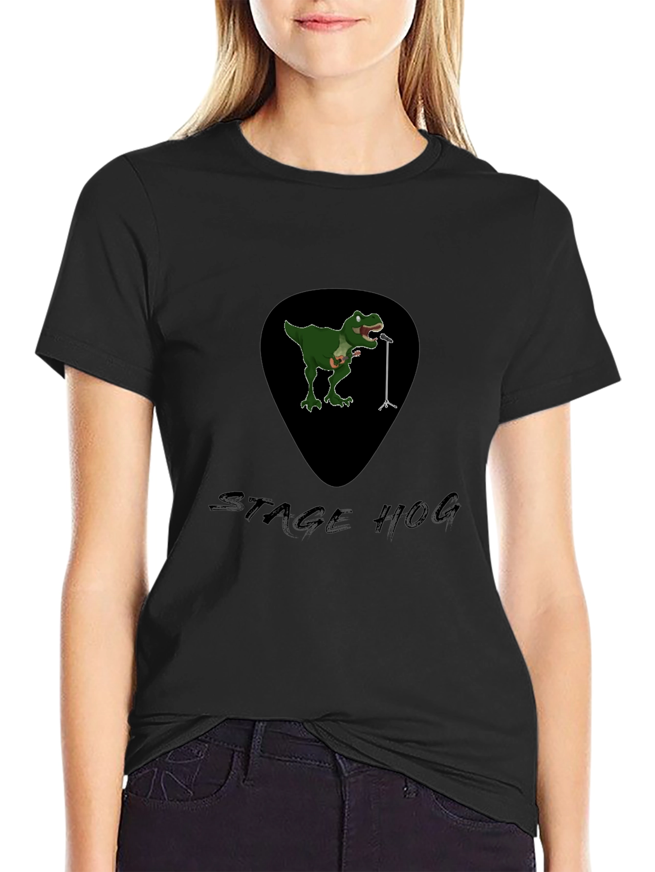 Black Stage Hog Dino T-Shirt - Black Graphic Tee view 2