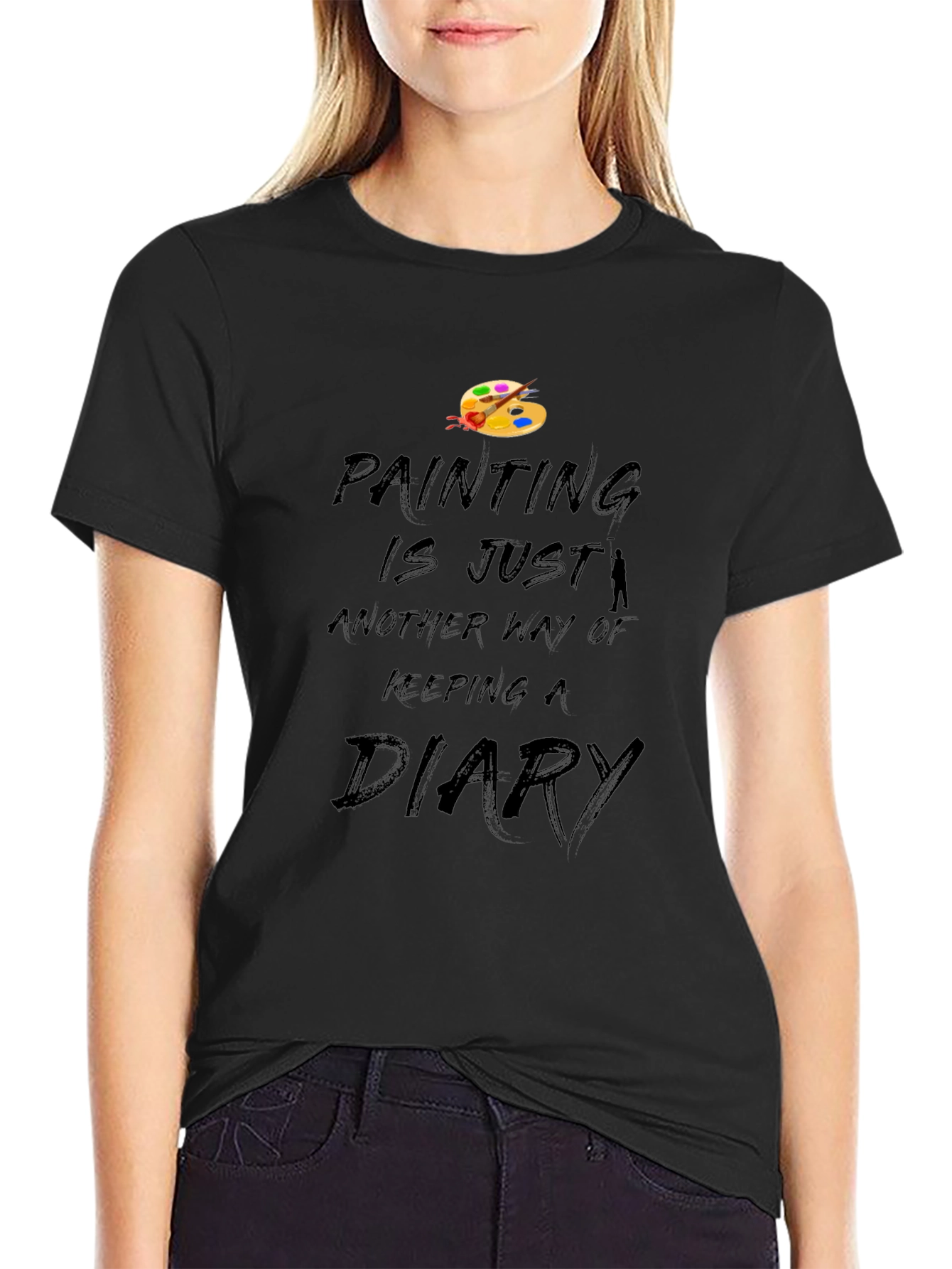 Black Painter's Diary Black T-Shirt view 2