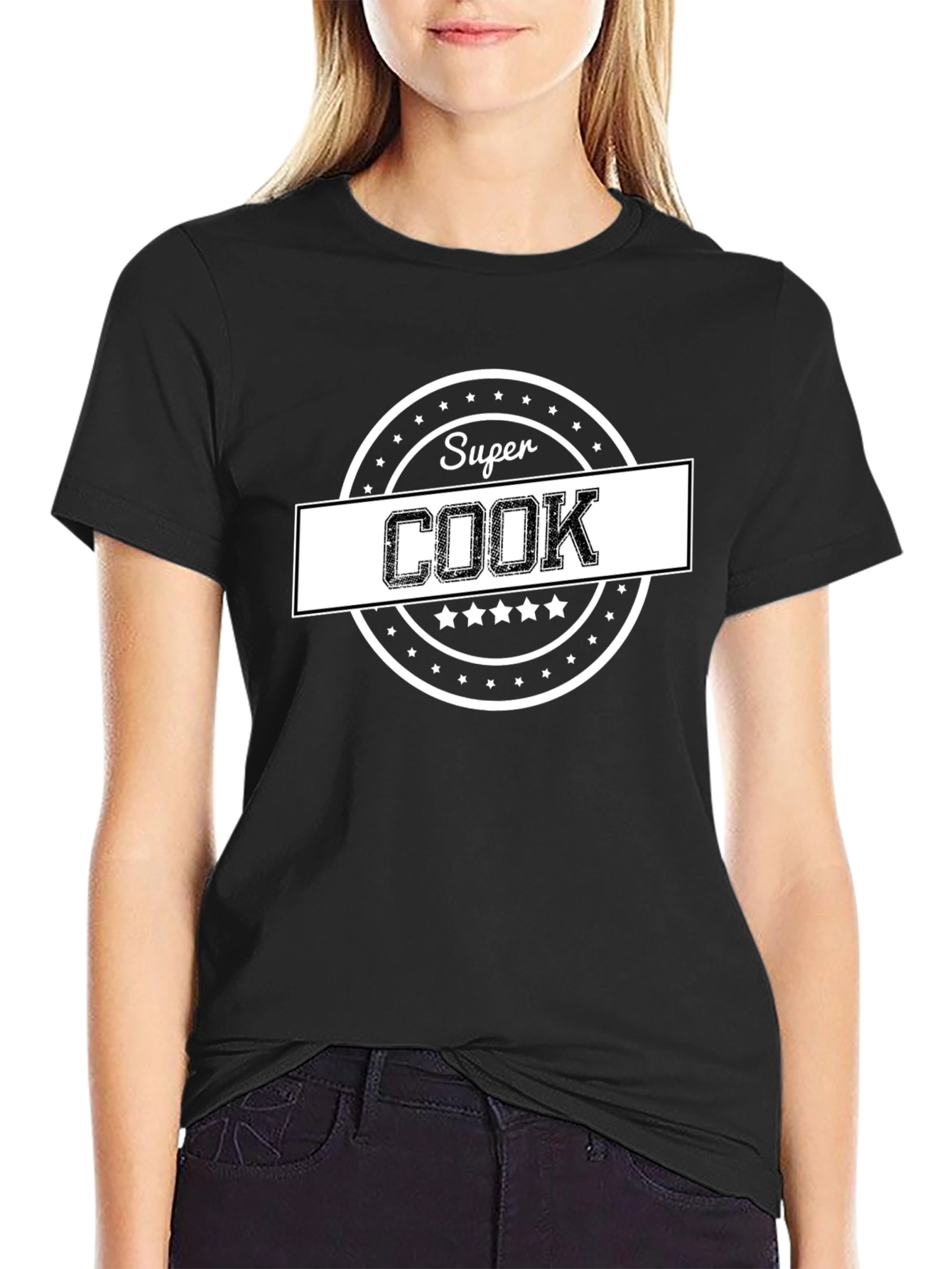 Black Super Cook T-Shirt - Black Cotton Tee view 2