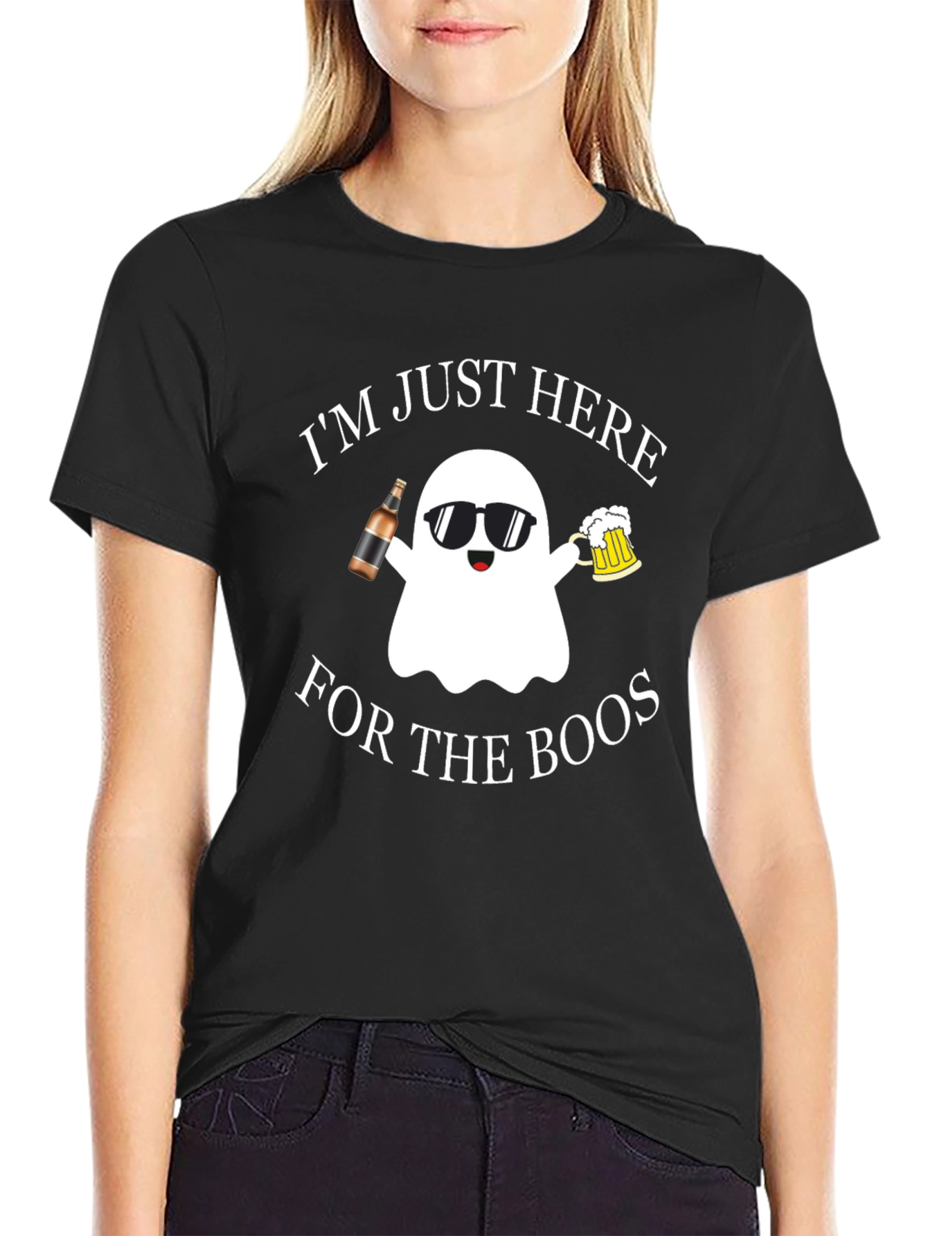 Black Boo's Ghost T-Shirt - Halloween Party Shirt view 2