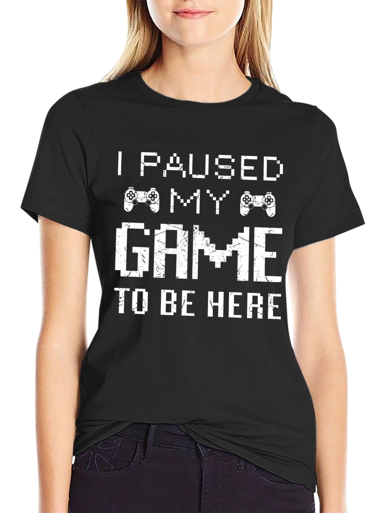 Black I Paused My Game T-Shirt - Gamer Tee view 2