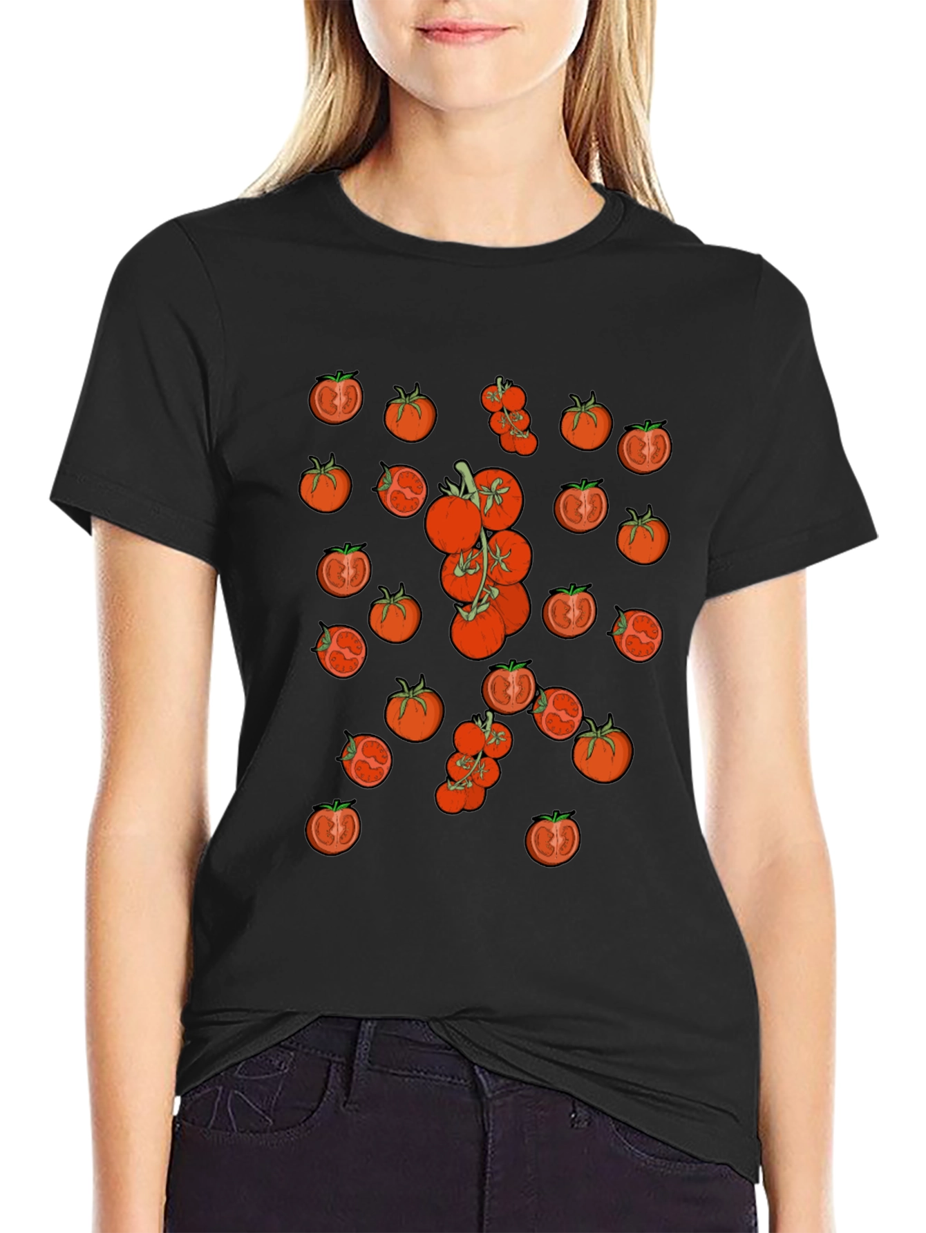 Tomato Pattern Black T-Shirt - 2