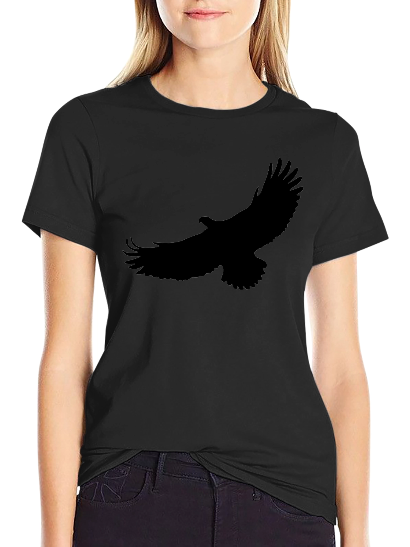 Black T-Shirt with Eagle Silhouette - 2