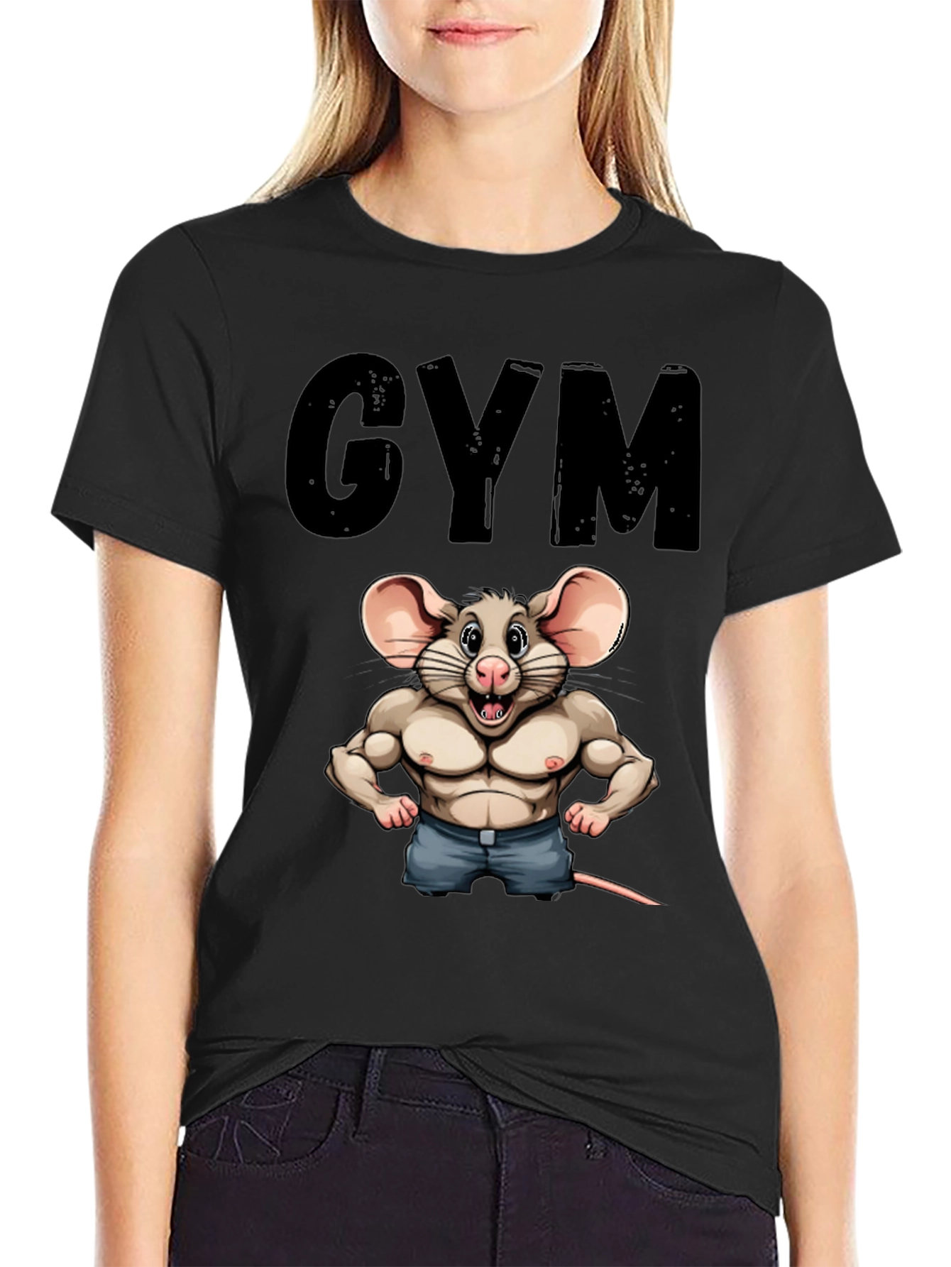 Black Funny Gym Rat T-Shirt view 2