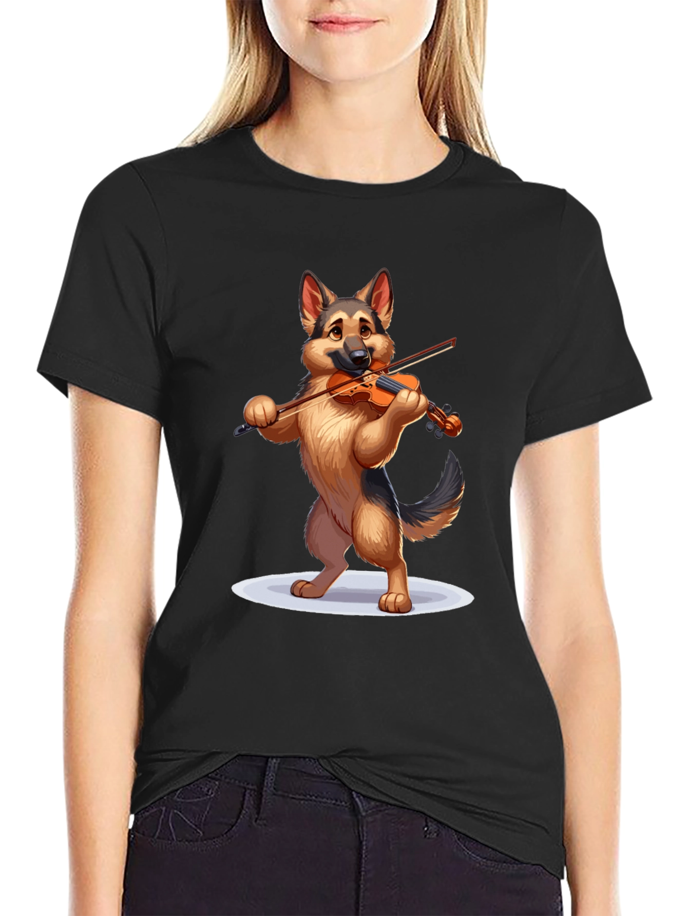 Black Dog Playing Violin Graphic T-Shirt view 2