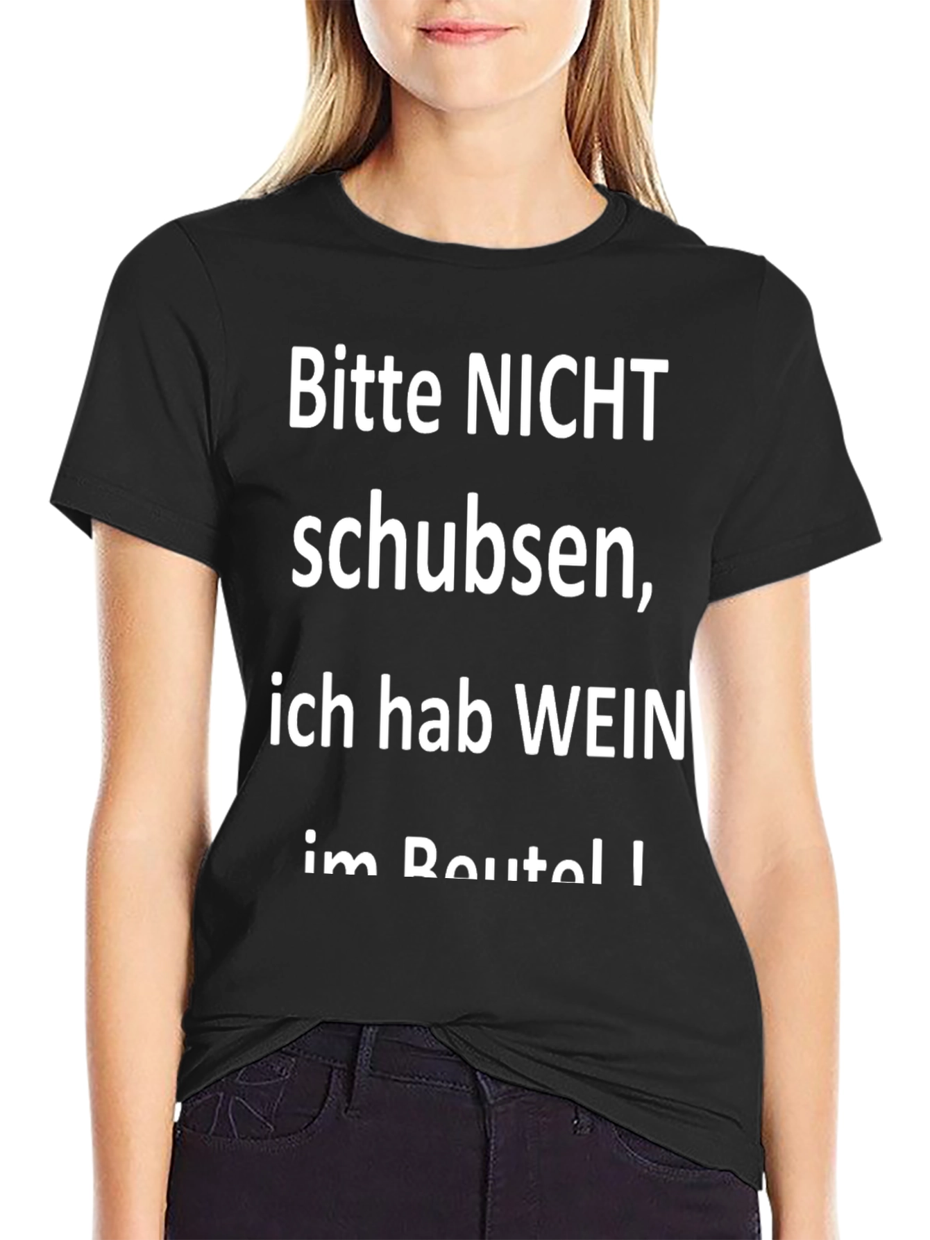 Black Funny Wine T-Shirt: Bitte NICHT schubsen! view 2