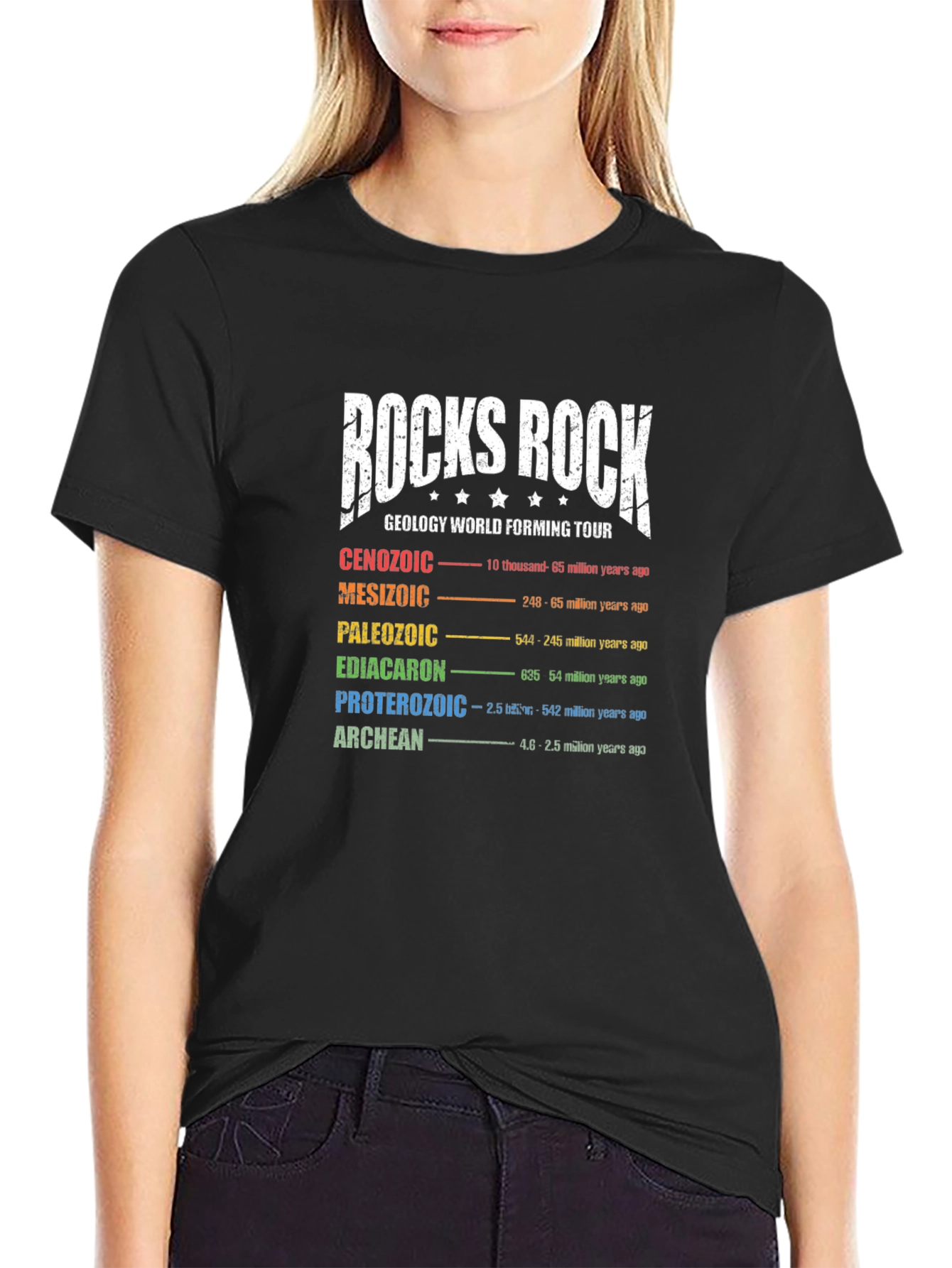 Black Rocks Rock Geology World Tour T-Shirt view 2