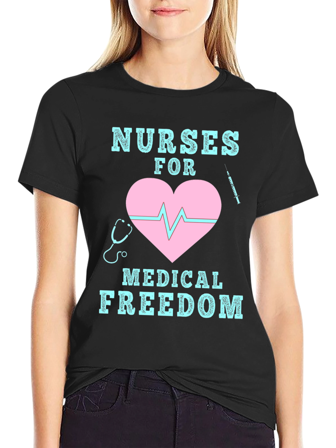 Black Nurses For Medical Freedom Graphic Tee view 2