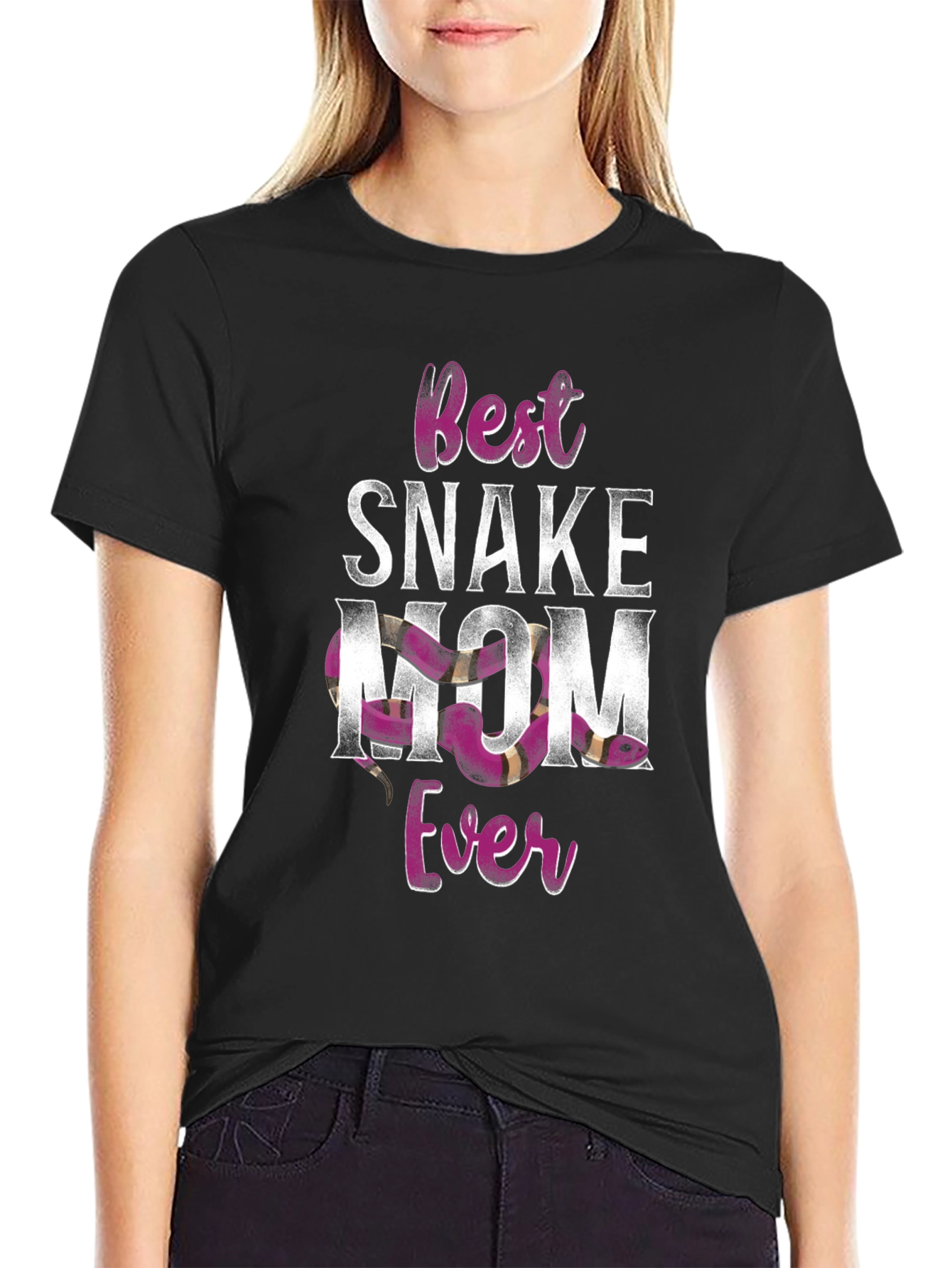 Black Best Snake Mom Ever T-Shirt view 2