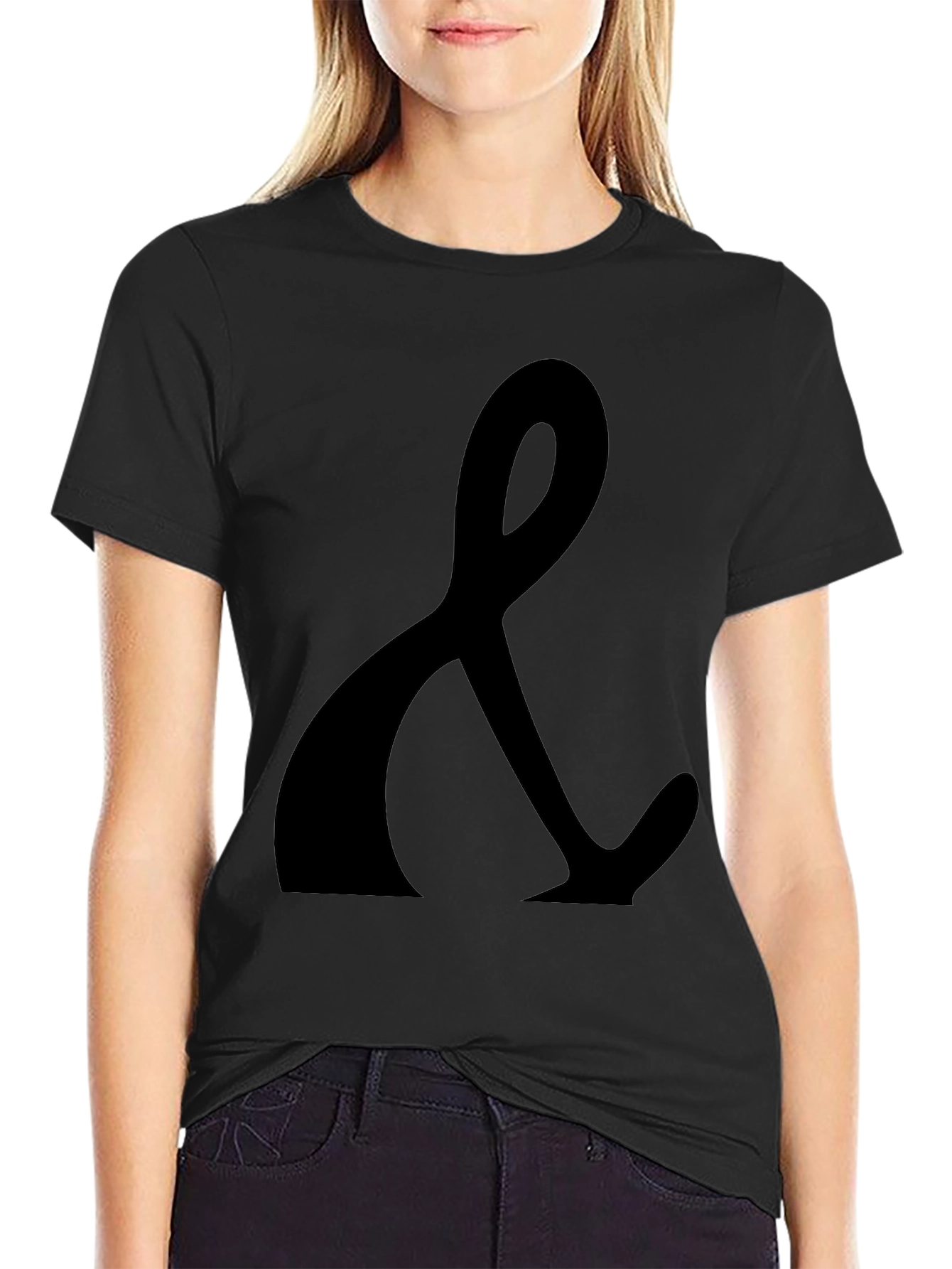 Black Black T-Shirt with Ampersand Print - Casual Style view 2