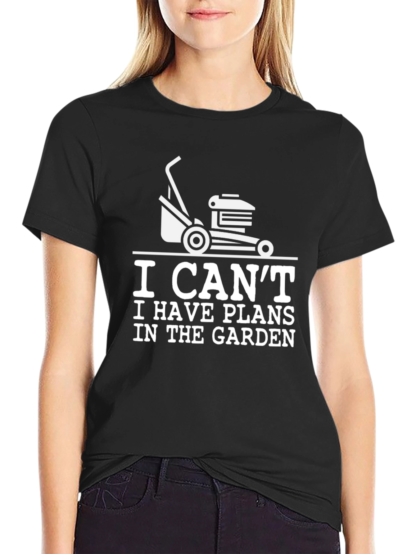 Black Gardening Plans T-Shirt - Lawn Mower Graphic Tee view 2
