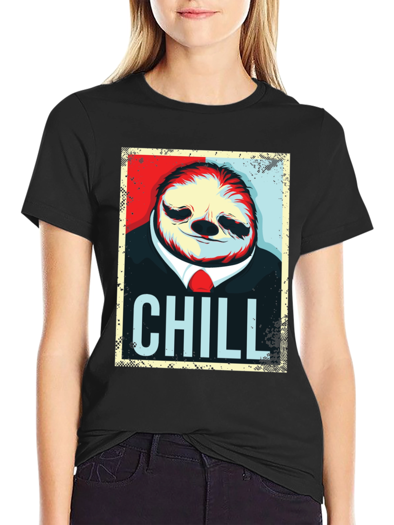 Black Chill Sloth Graphic T-Shirt - Relaxed Style view 2