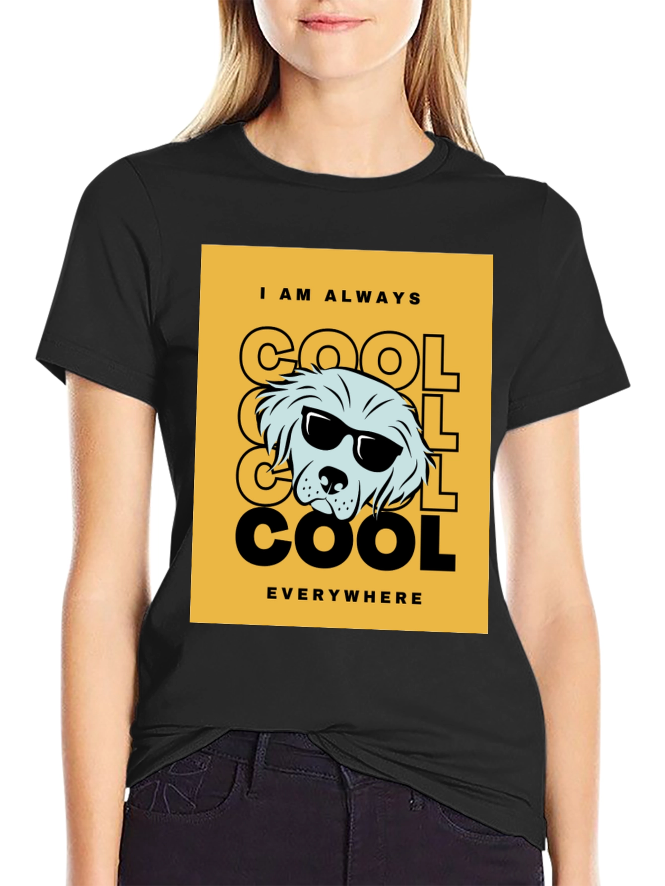 Black Cool Dog Graphic Tee - Trendy Black T-Shirt view 2