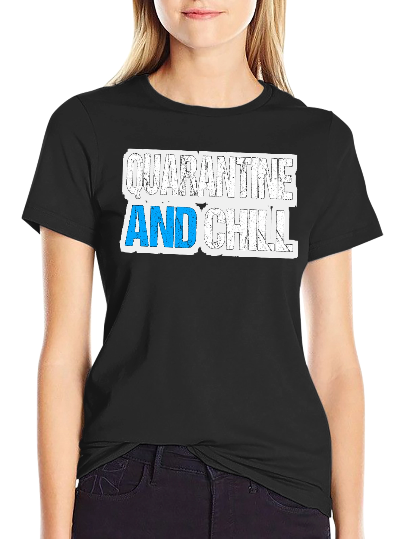 Black Quarantine and Chill Graphic Tee - Relax in Style view 2