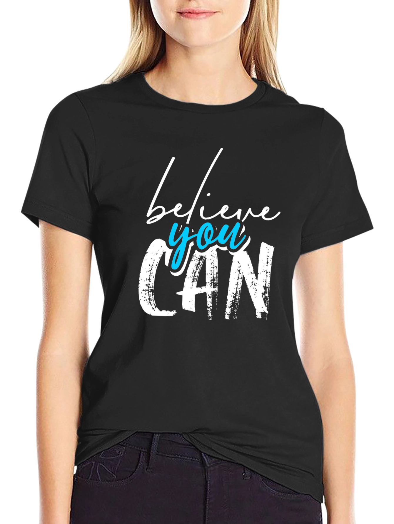 Black Believe You Can Graphic T-Shirt view 2