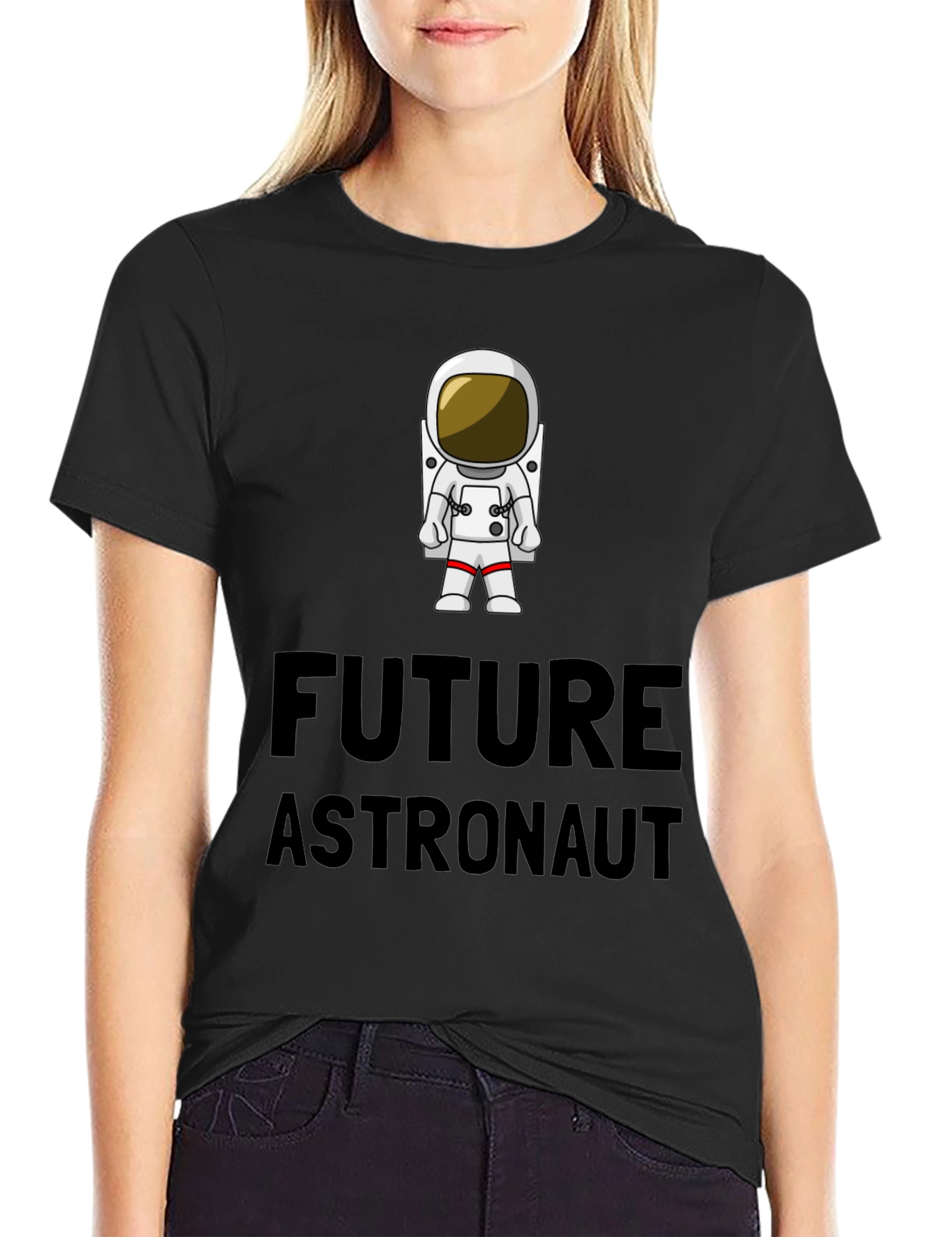 Black Future Astronaut T-Shirt - Black Cotton Crew Neck view 2