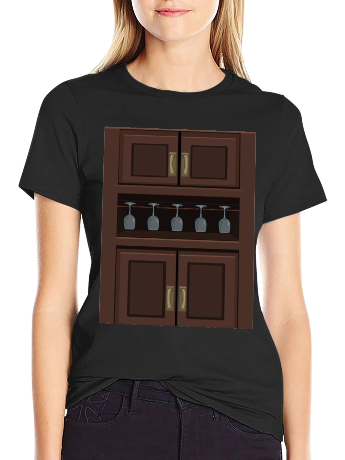 Black Novelty Bar Cabinet Graphic T-Shirt view 2