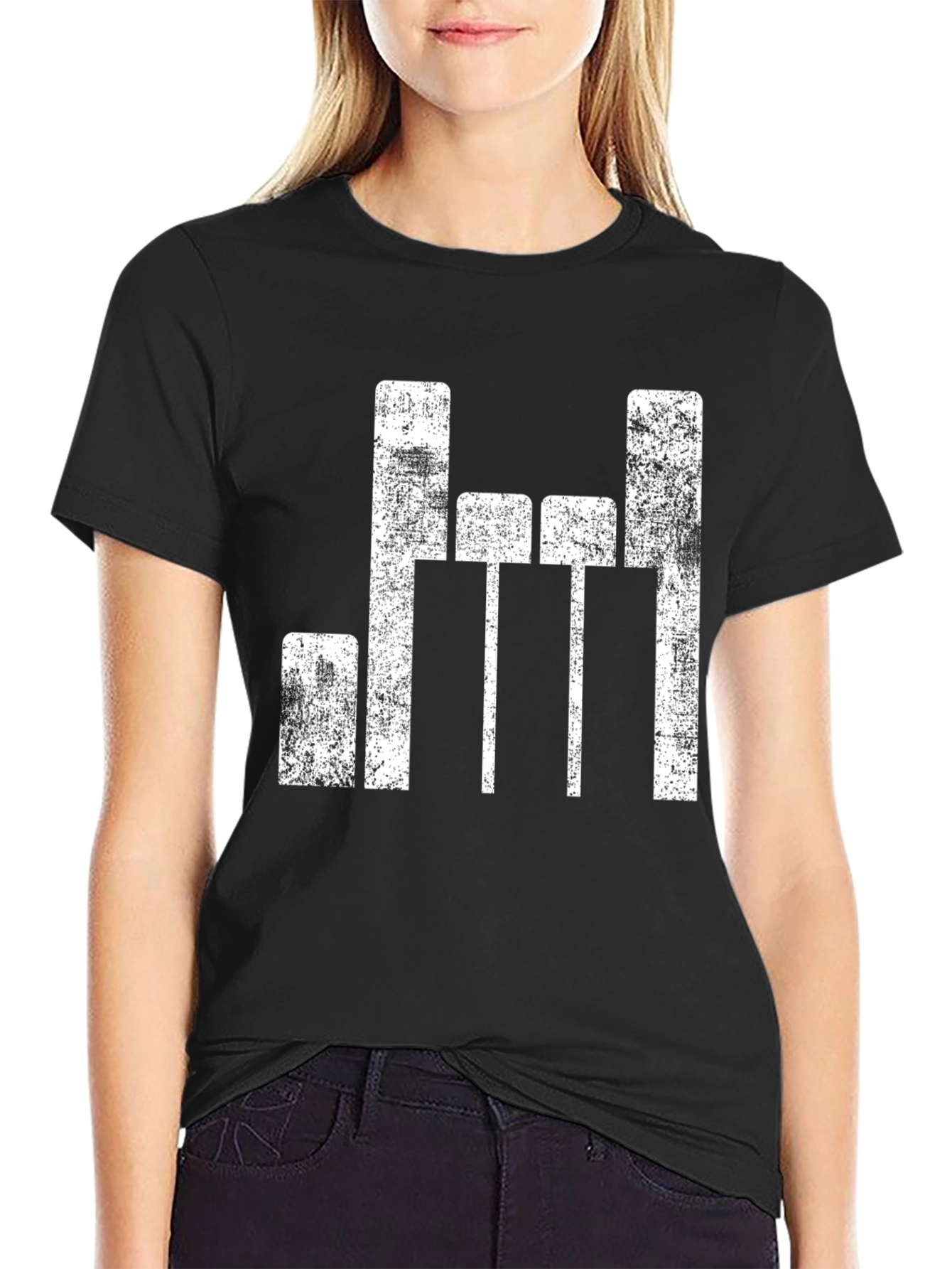 Black Distressed Equalizer Graphic T-Shirt view 2