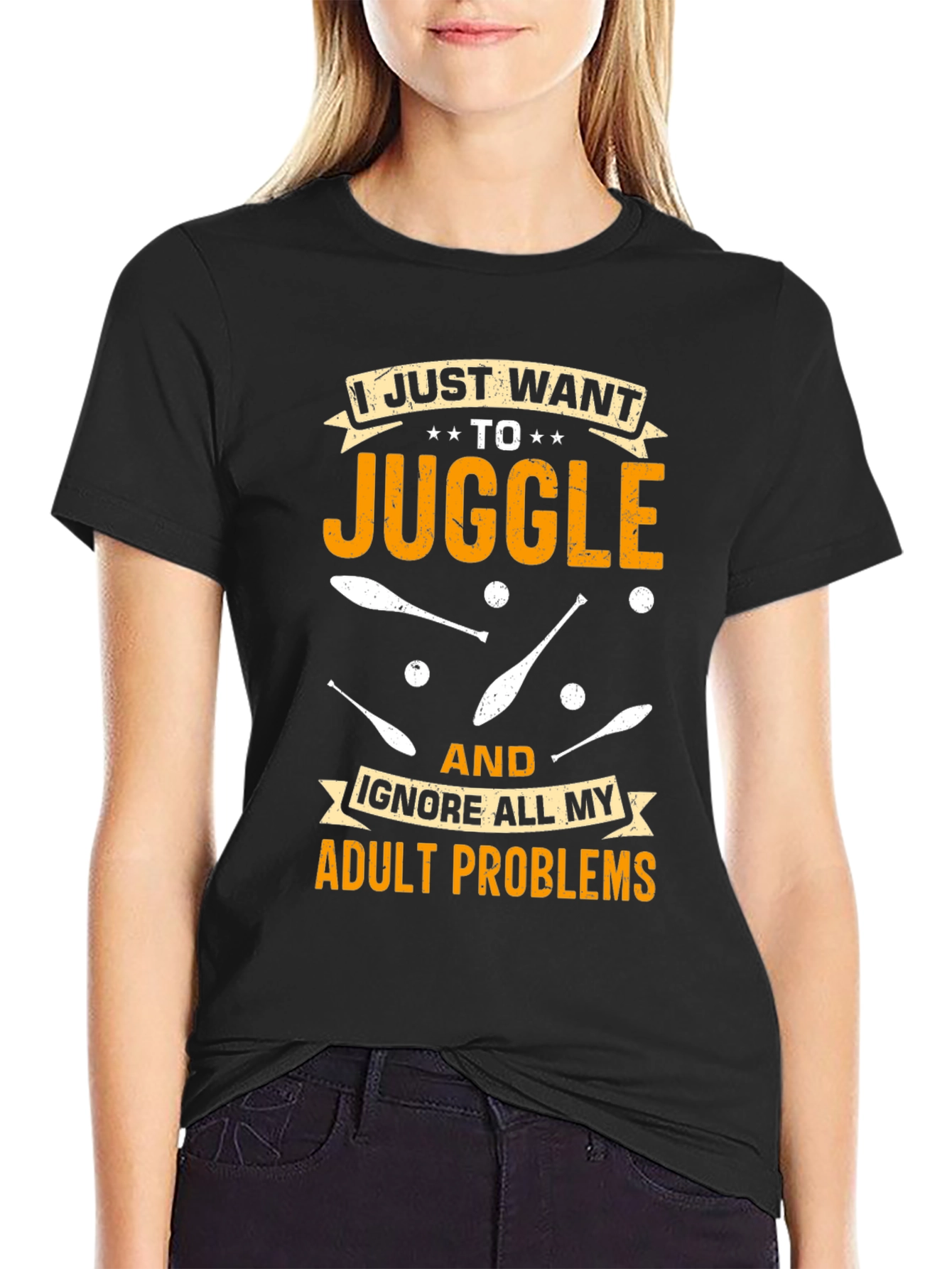 Black Juggling Adult Problems T-Shirt: Fun & Comfortable view 2