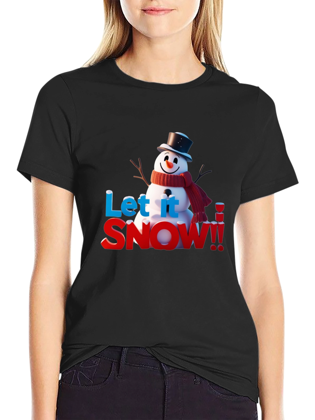 Black Let It Snow Holiday T-Shirt view 2
