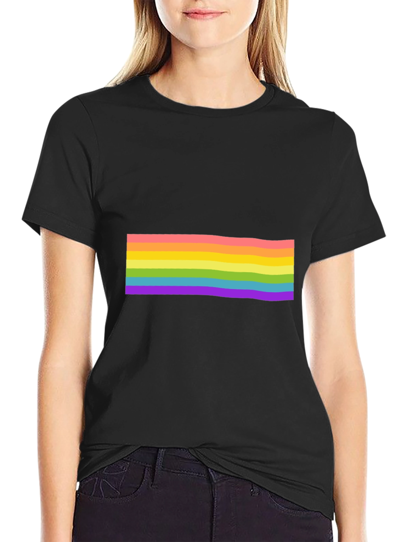 Black Pride Rainbow Striped Black T-Shirt view 2