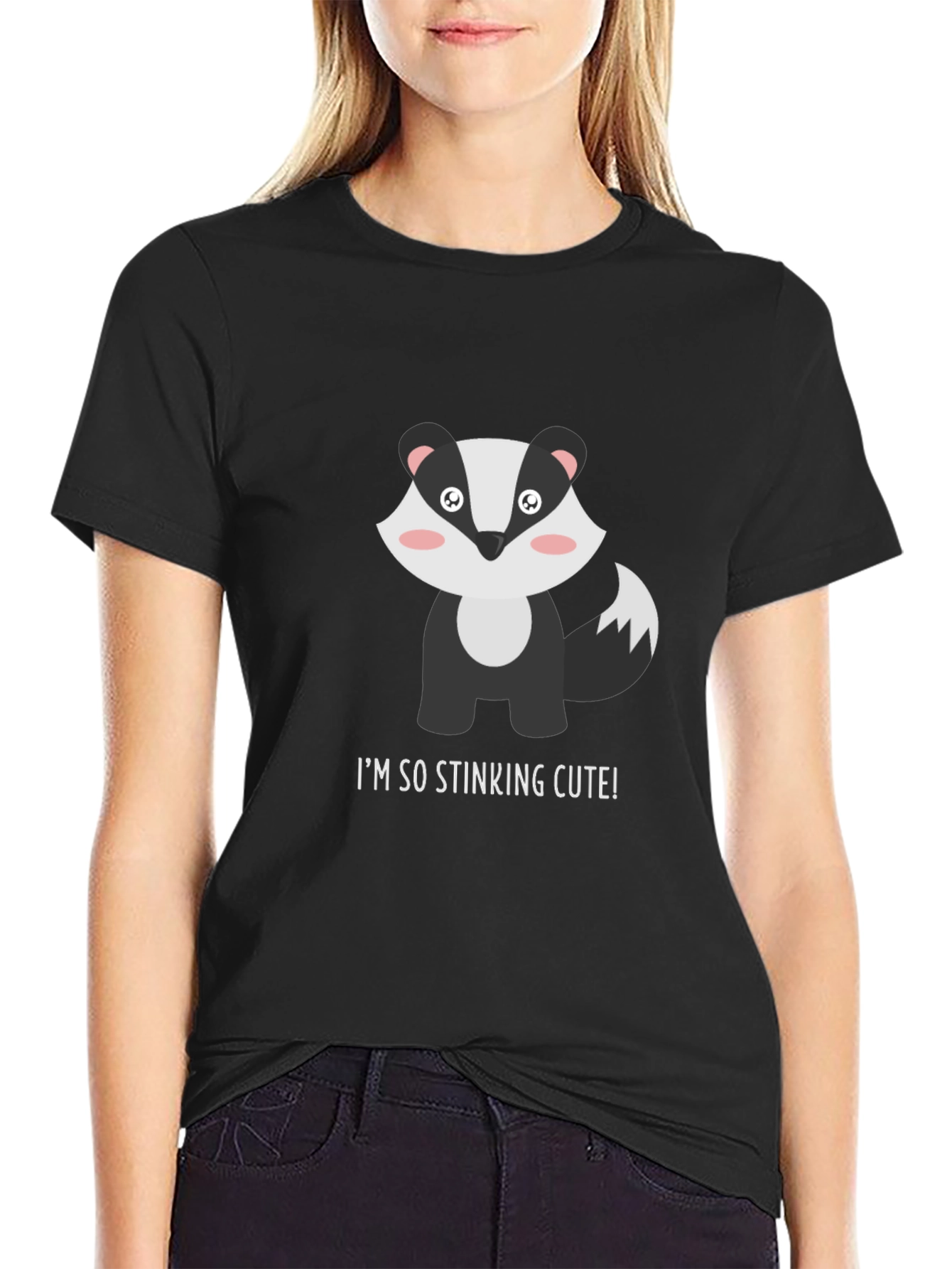 Black Cute Badger T-Shirt - "I'm So Stinking Cute!" view 2