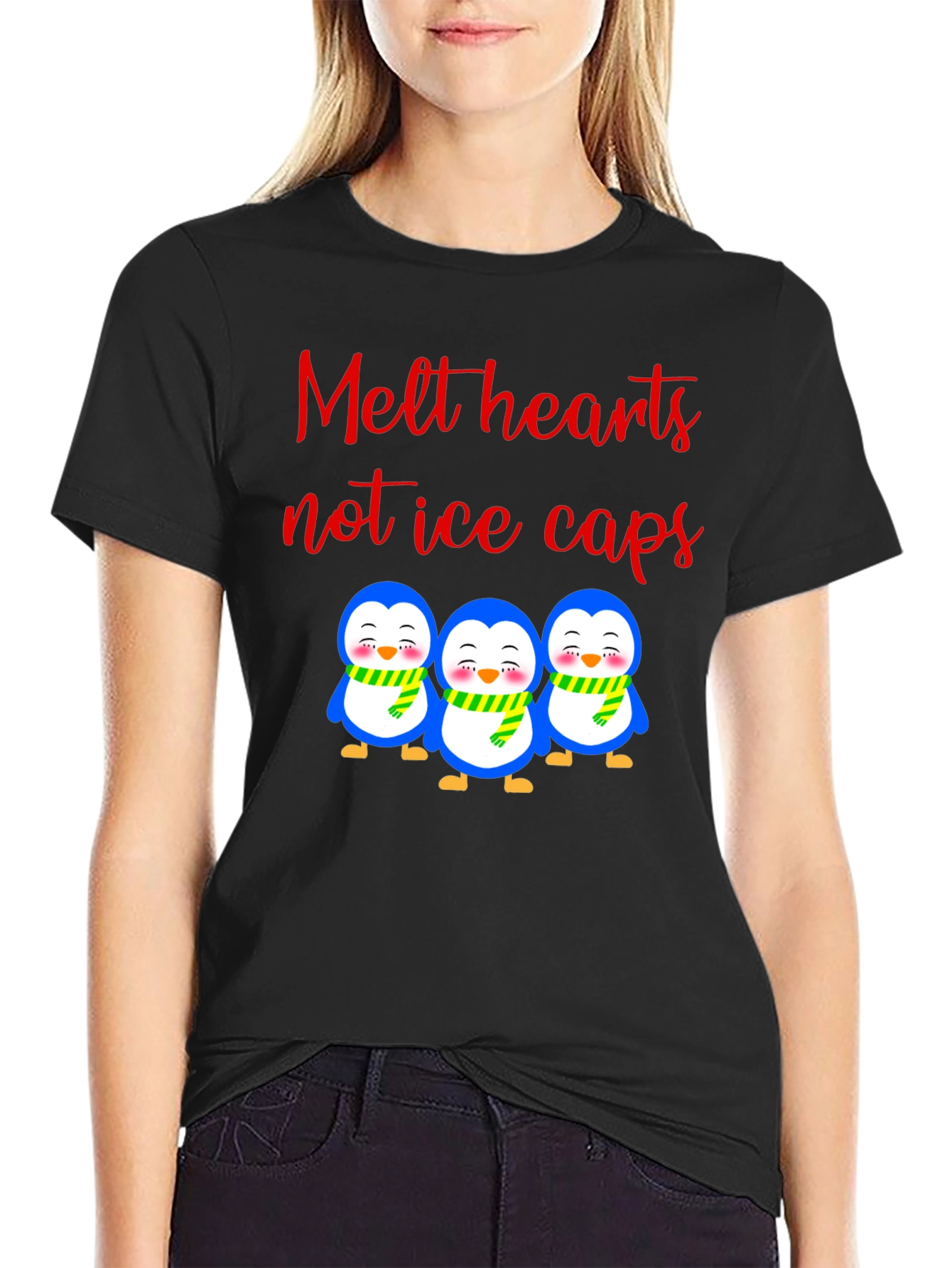 Black Melt Hearts Penguin T-Shirt view 2