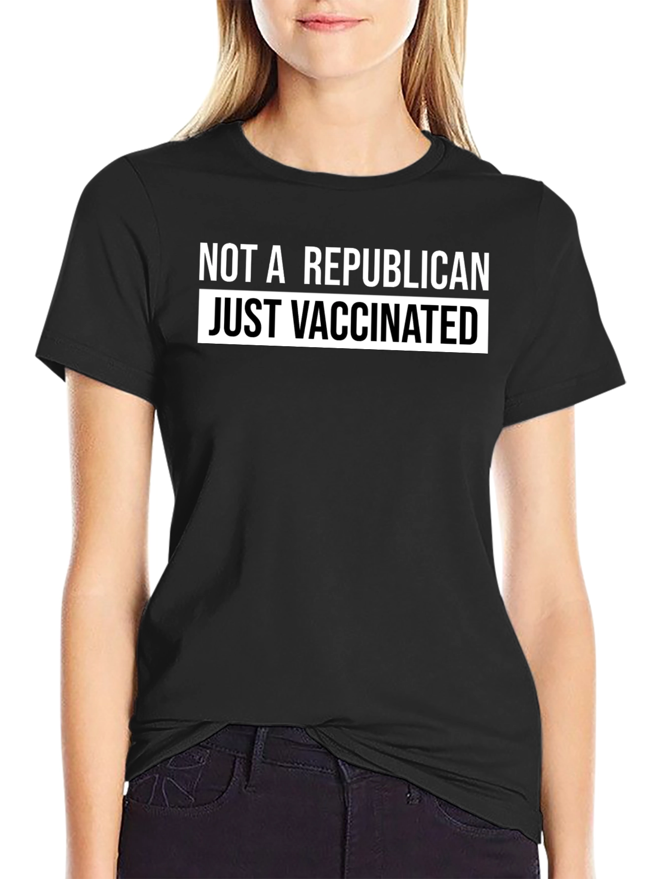 Black Not a Republican Just Vaccinated Graphic Tee view 2