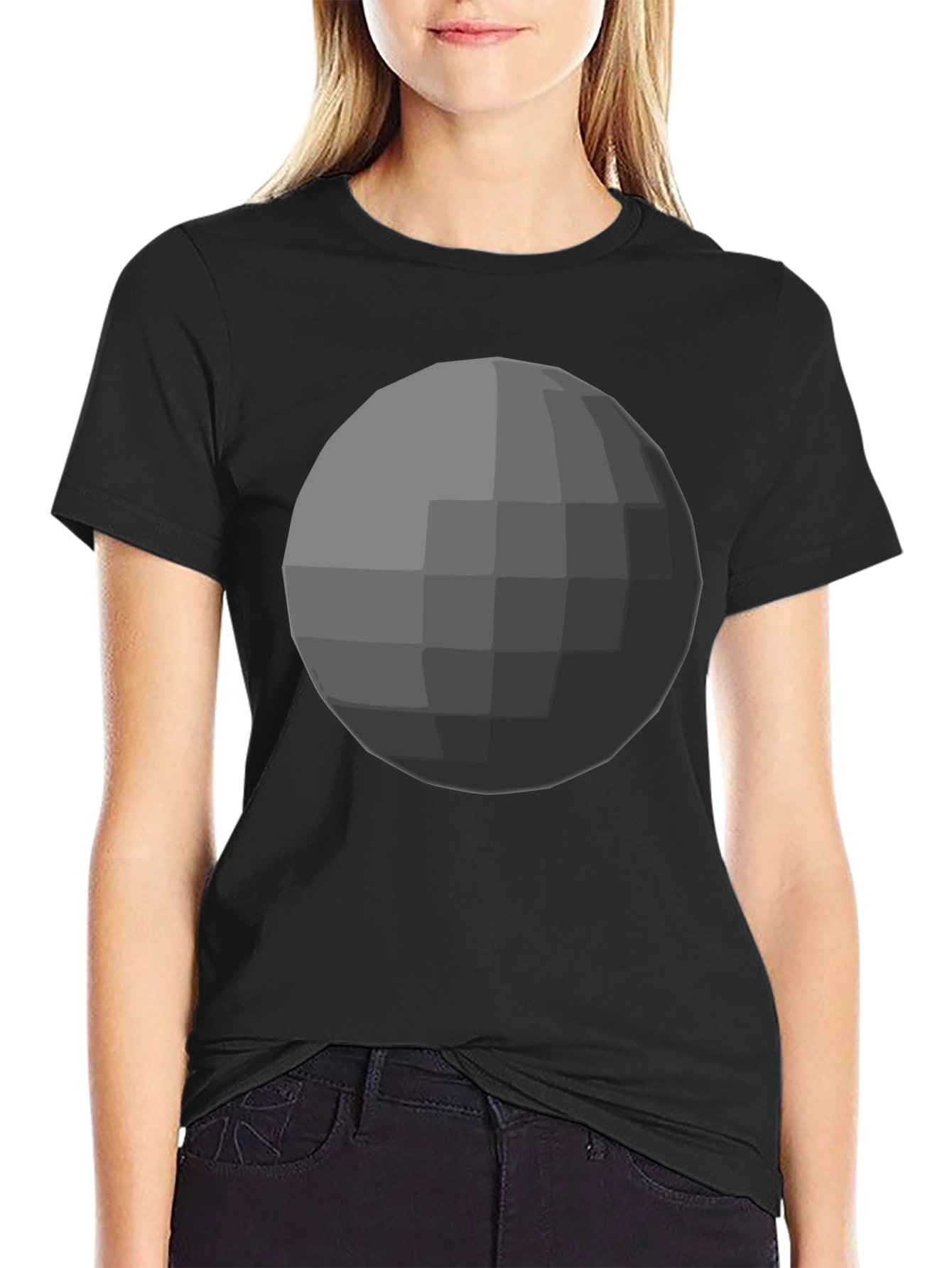 Black Geometric Sphere Graphic Tee - Modern Minimalist Design view 2