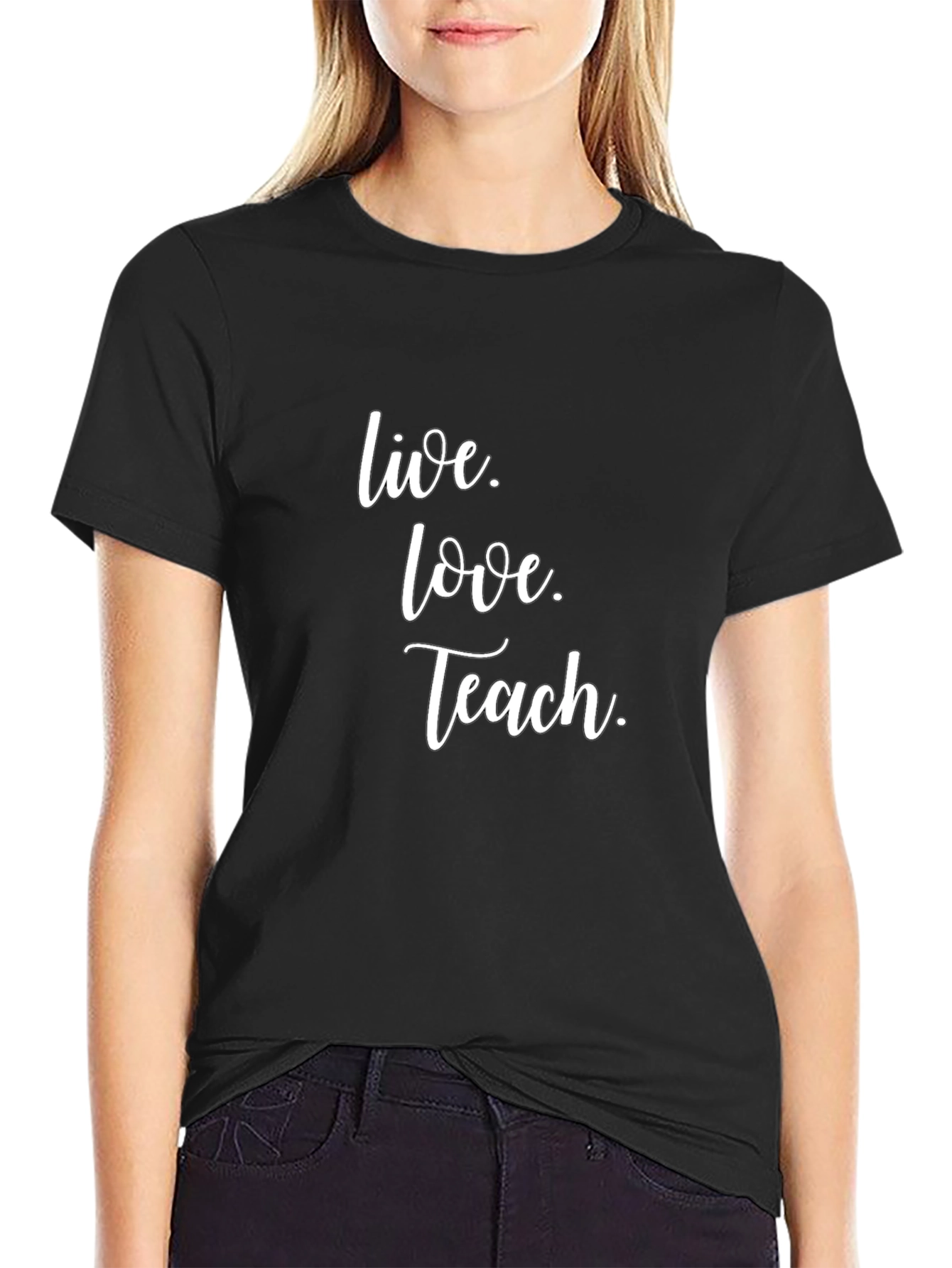 Black Live Love Teach Graphic T-Shirt view 2