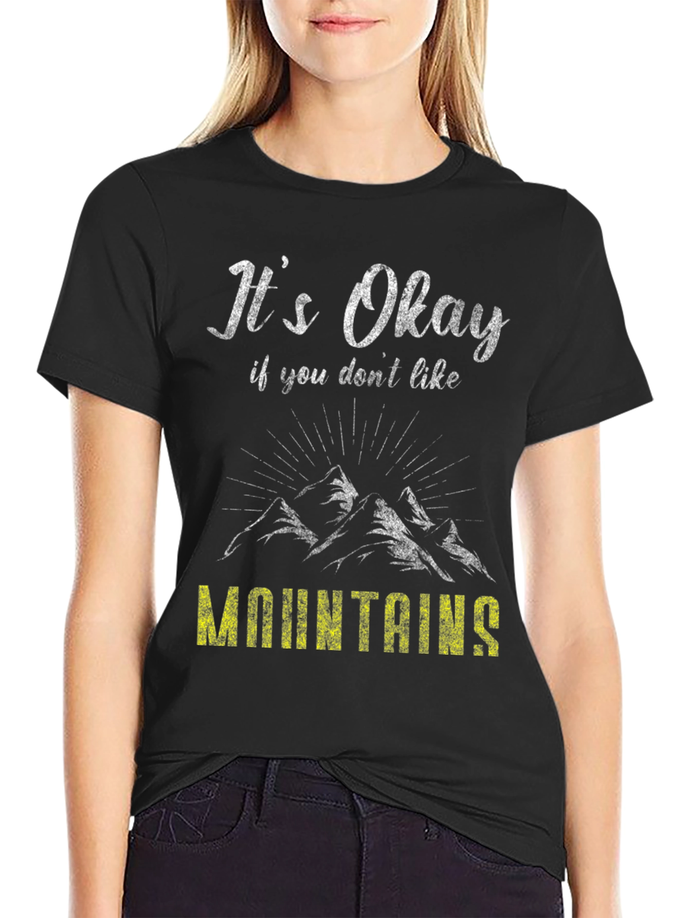 Black It's Okay Mountains Graphic Tee view 2