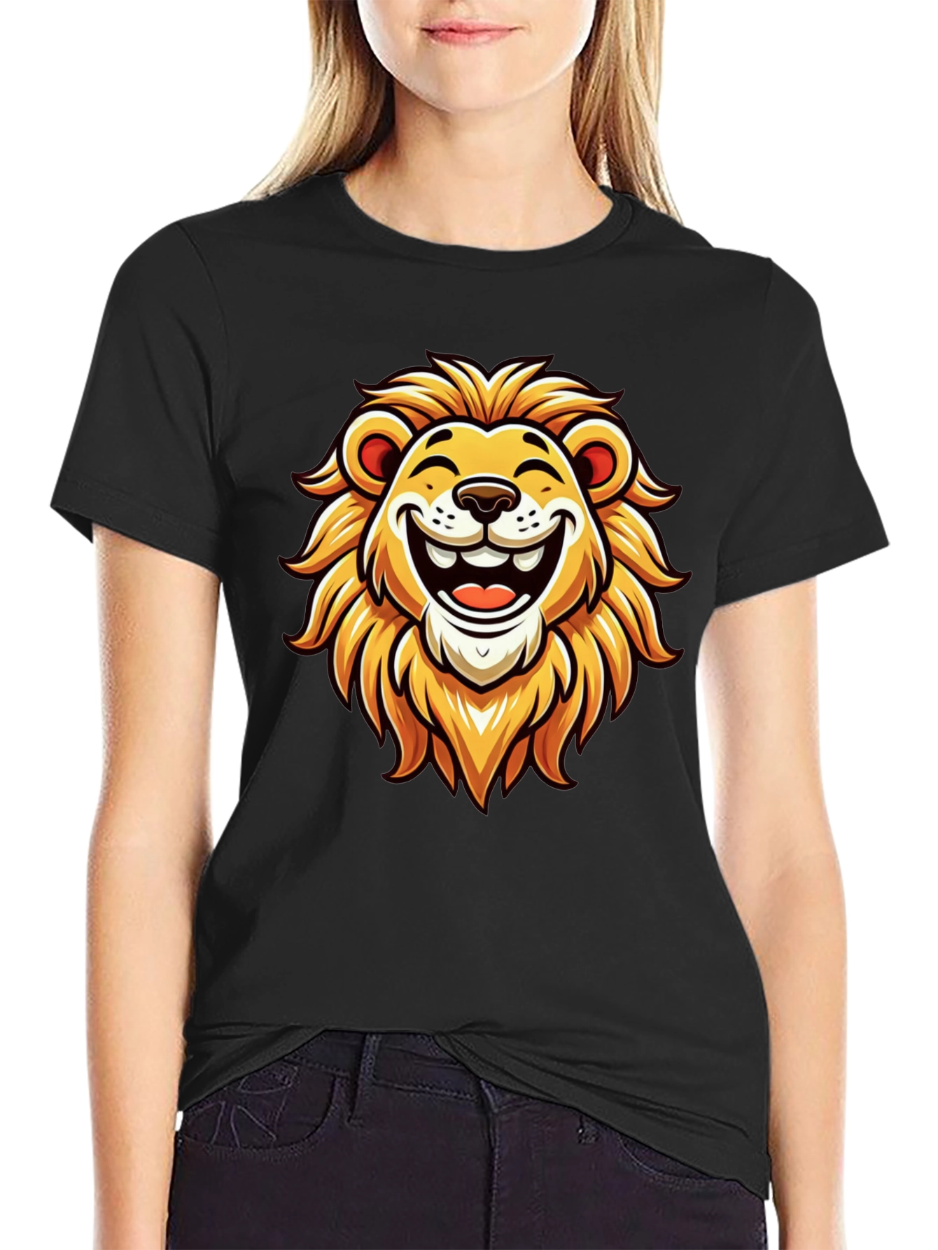 Black Lion Graphic Tee - Black Cotton T-Shirt view 2