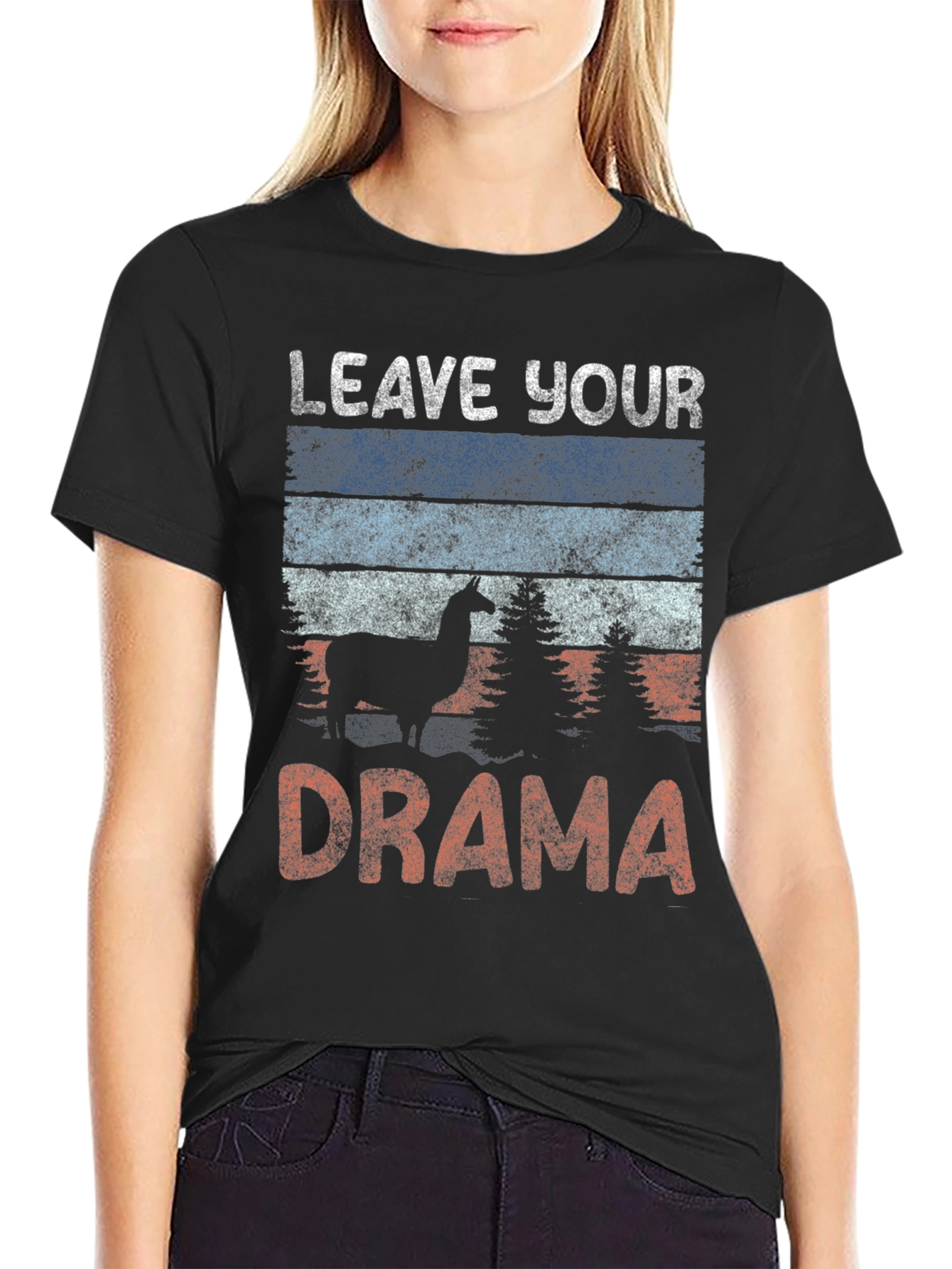 Black Leave Your Drama Llama Graphic Tee view 2