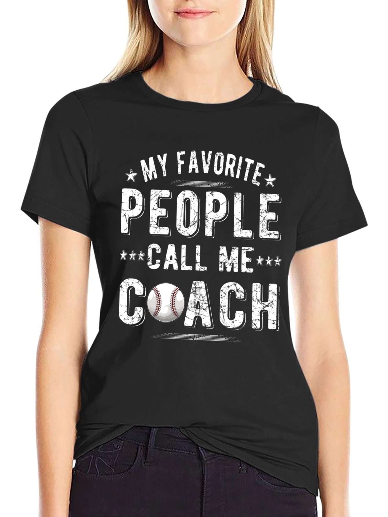 Black My Favorite People Call Me Coach Baseball T-Shirt view 2