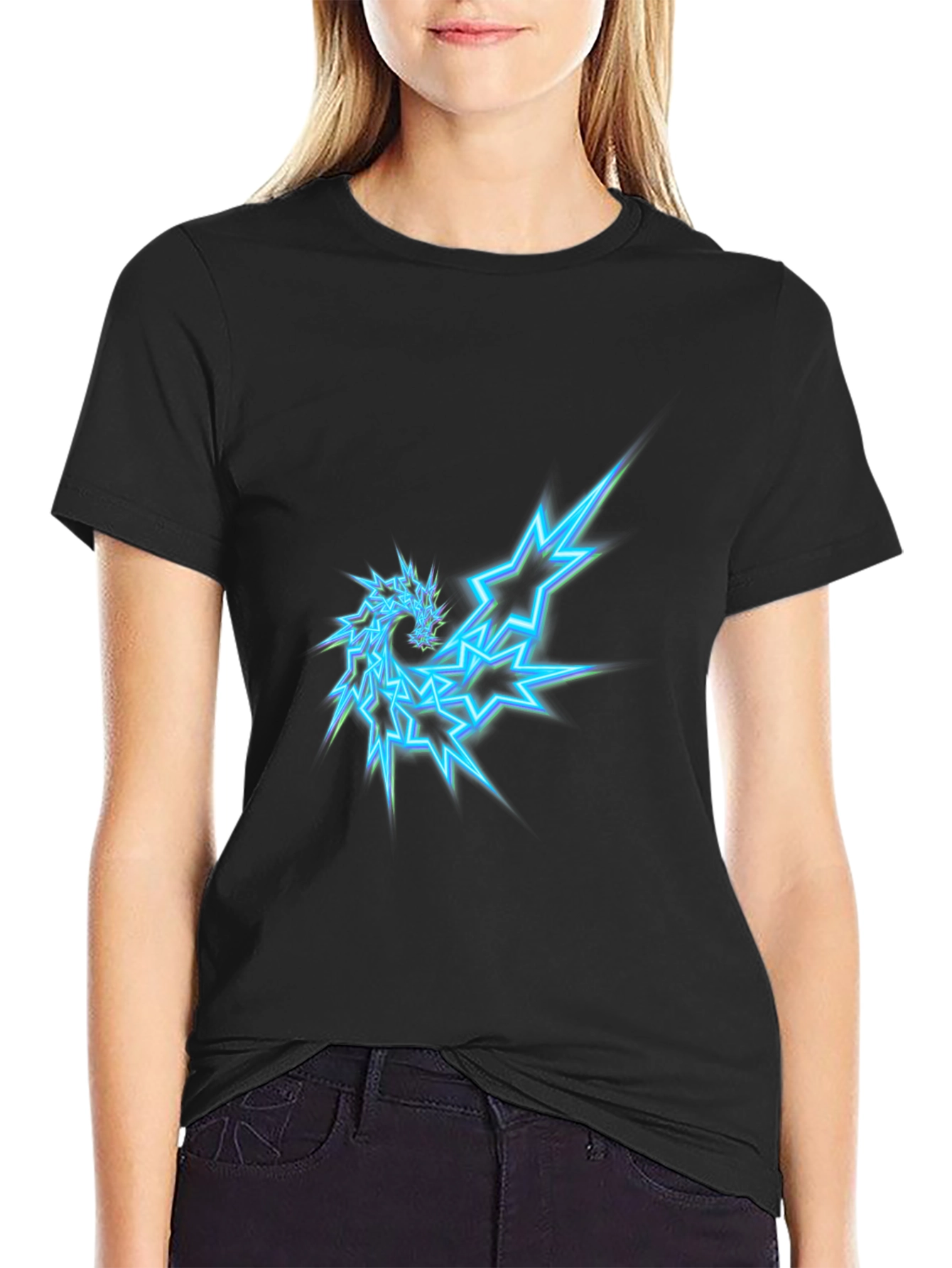 Black Electric Dragon Graphic Tee - Cool Casual Style view 2
