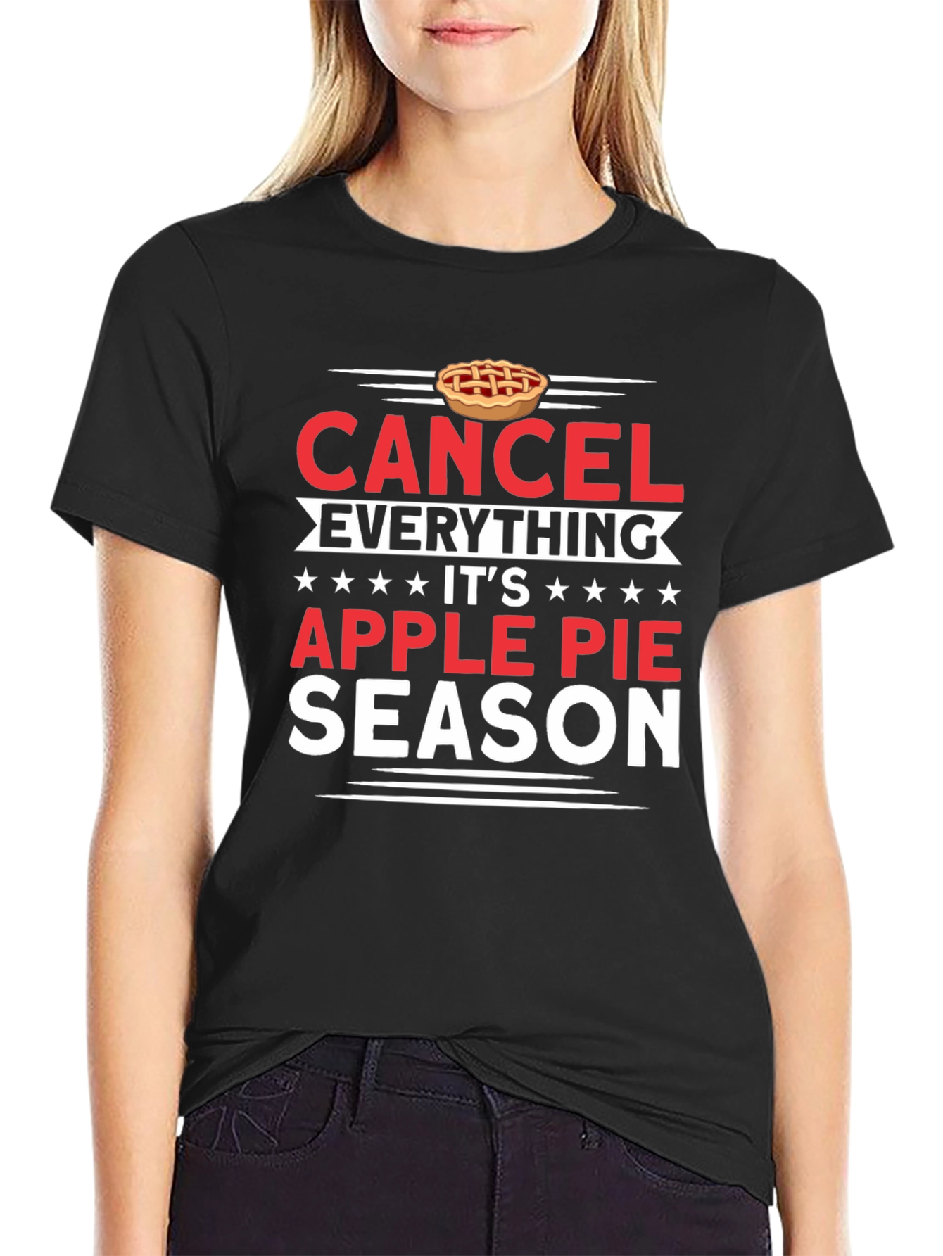 Black Cancel Everything Apple Pie Season T-Shirt view 2