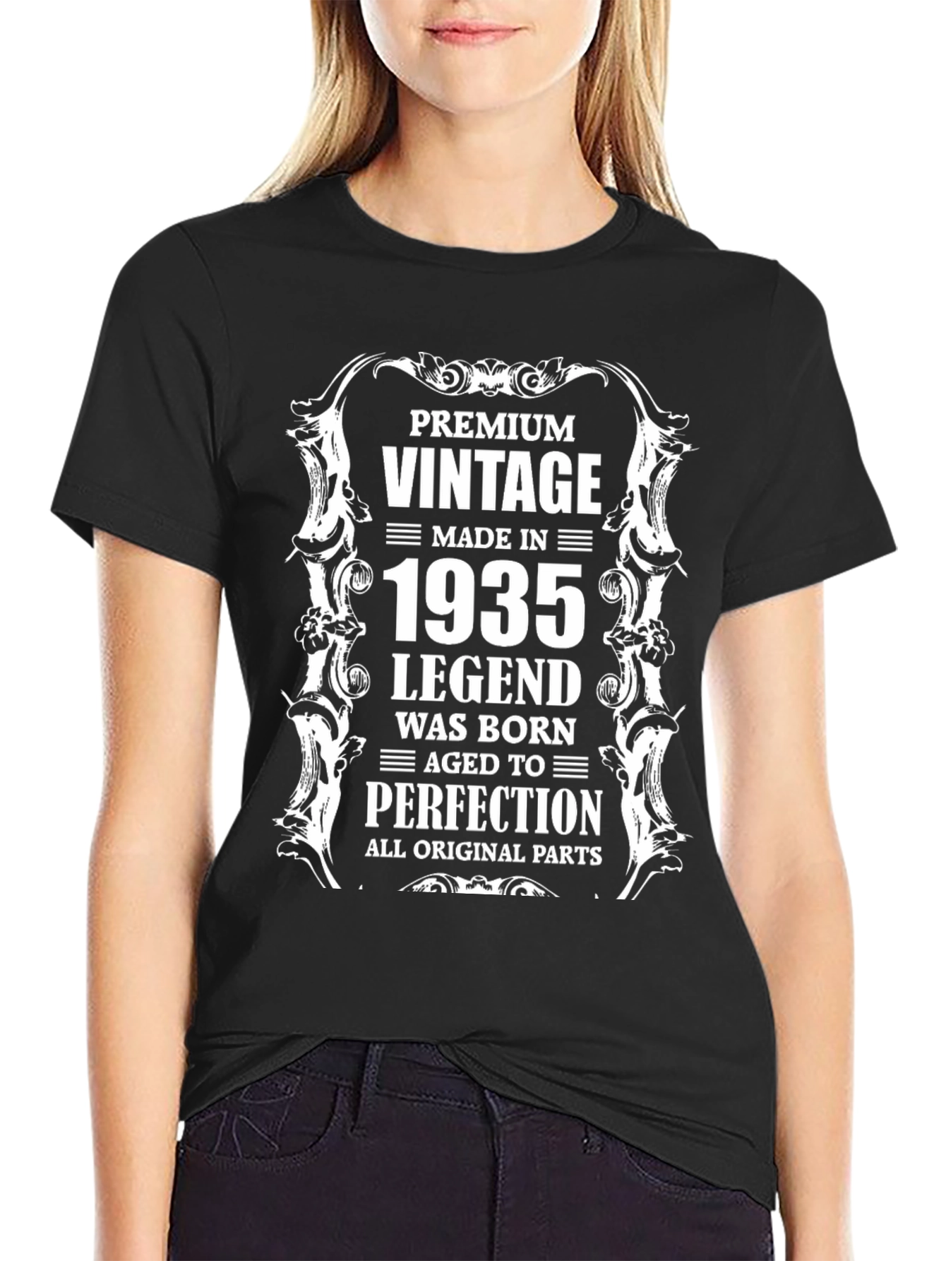 Black Vintage Made in 1935 Legend T-Shirt view 2