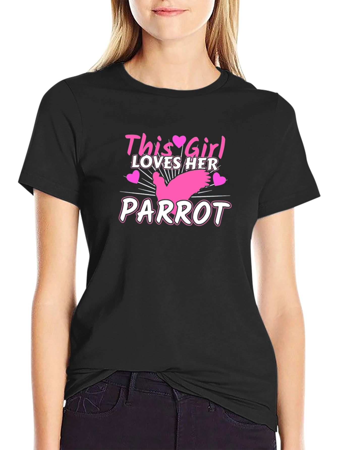 Black This Girl Loves Her Parrot T-Shirt - Black view 2