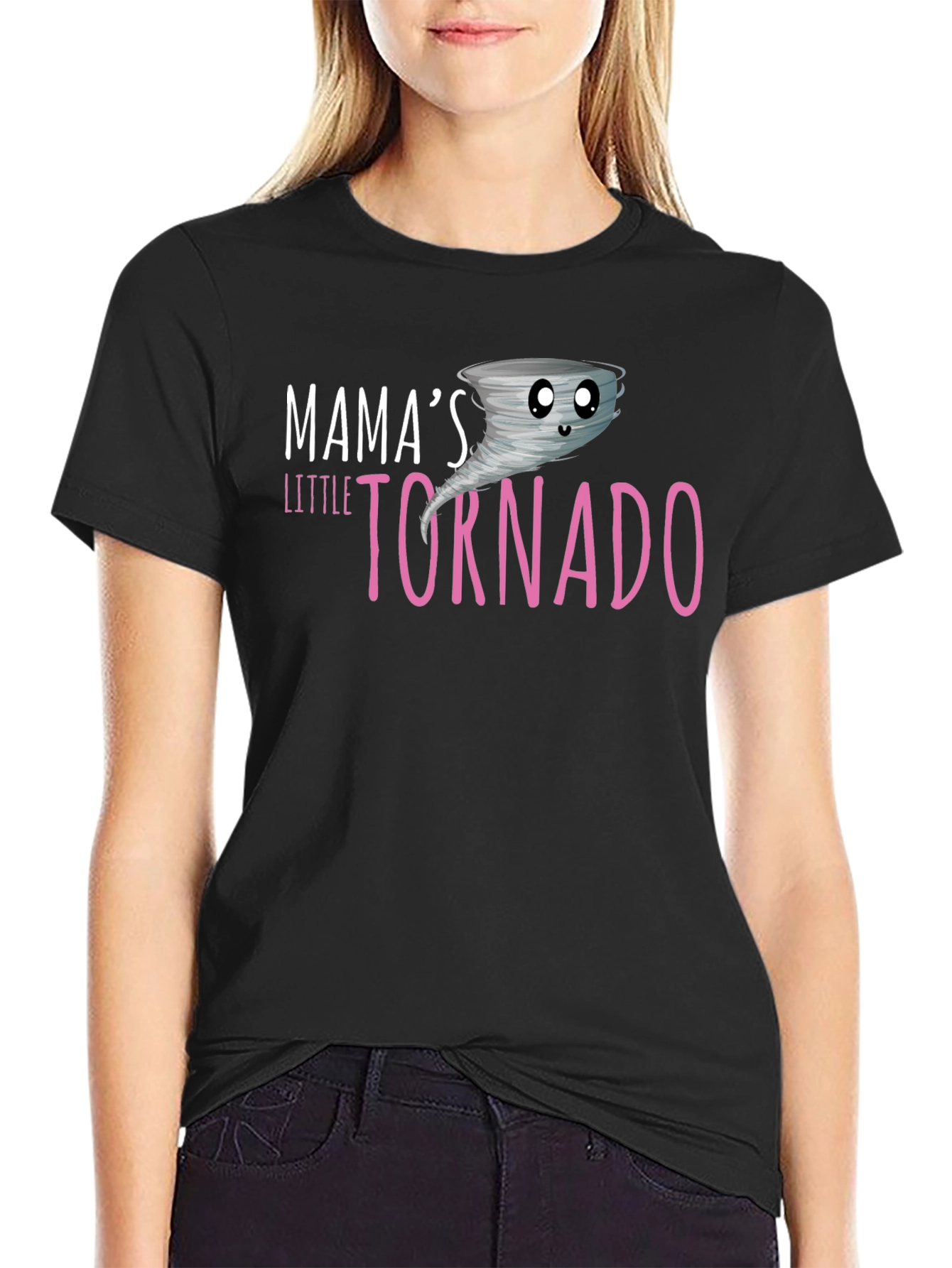 Black Mama's Little Tornado Black T-Shirt view 2