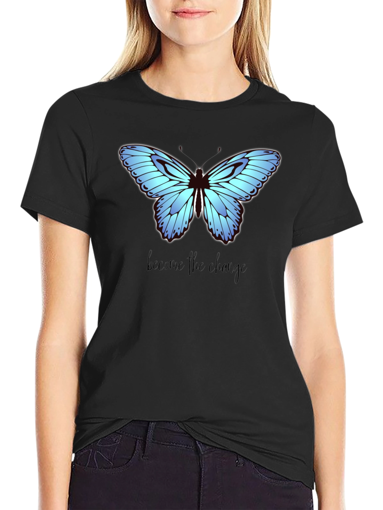 Black Butterfly Change Graphic Tee view 2