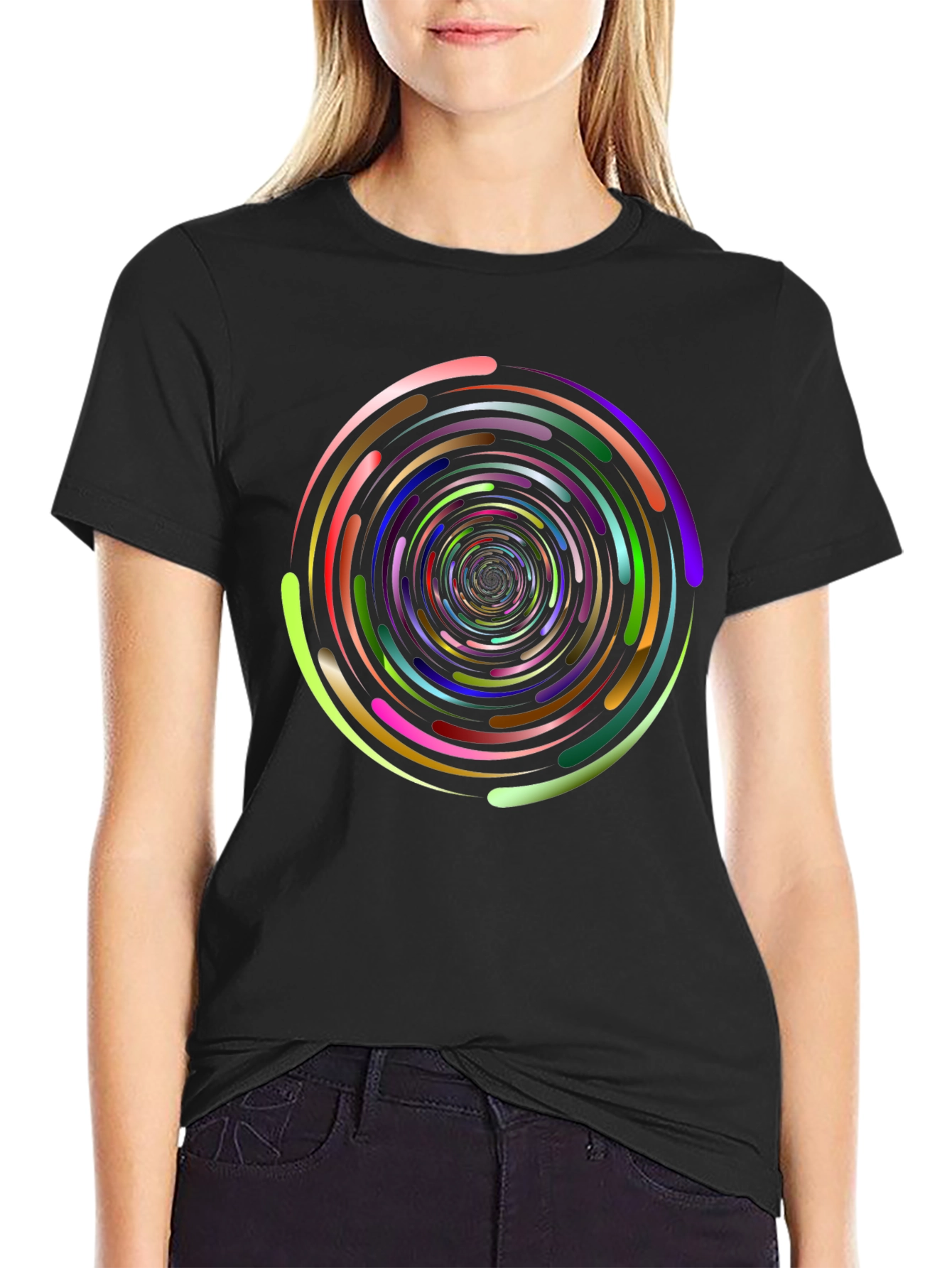 Black Vortex Swirl Graphic Tee - Black view 2