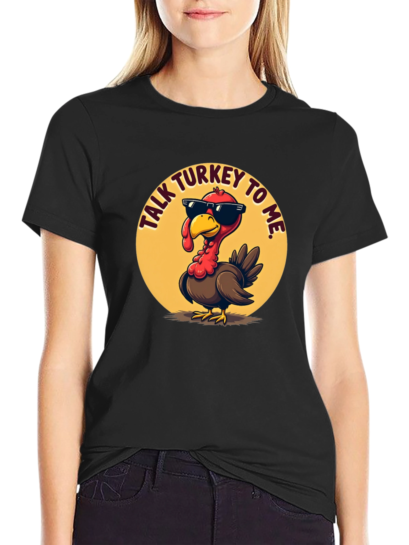 Black Talk Turkey To Me Black T-Shirt view 2