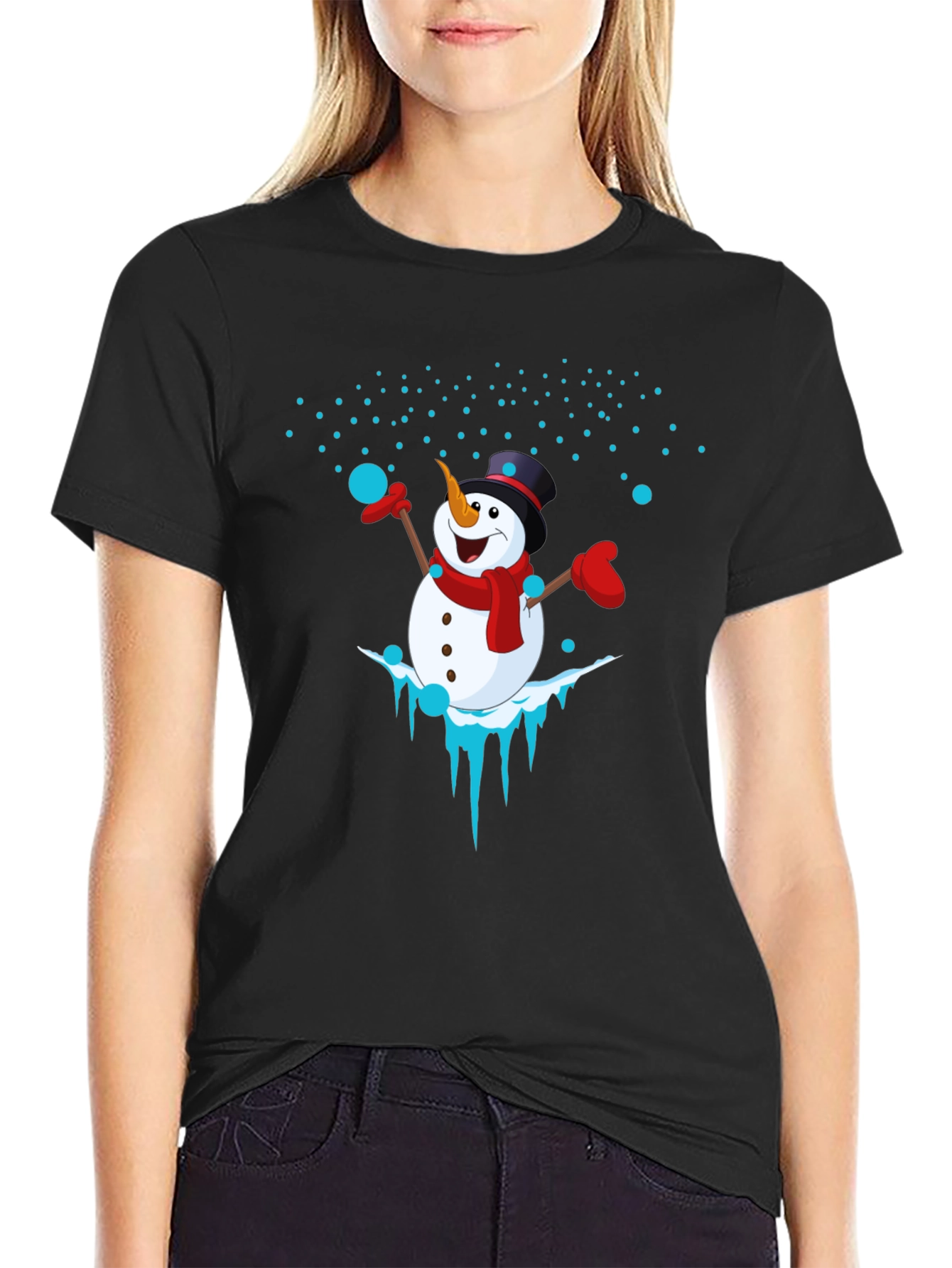 Black Snowman Graphic Tee - Holiday Cheer view 2