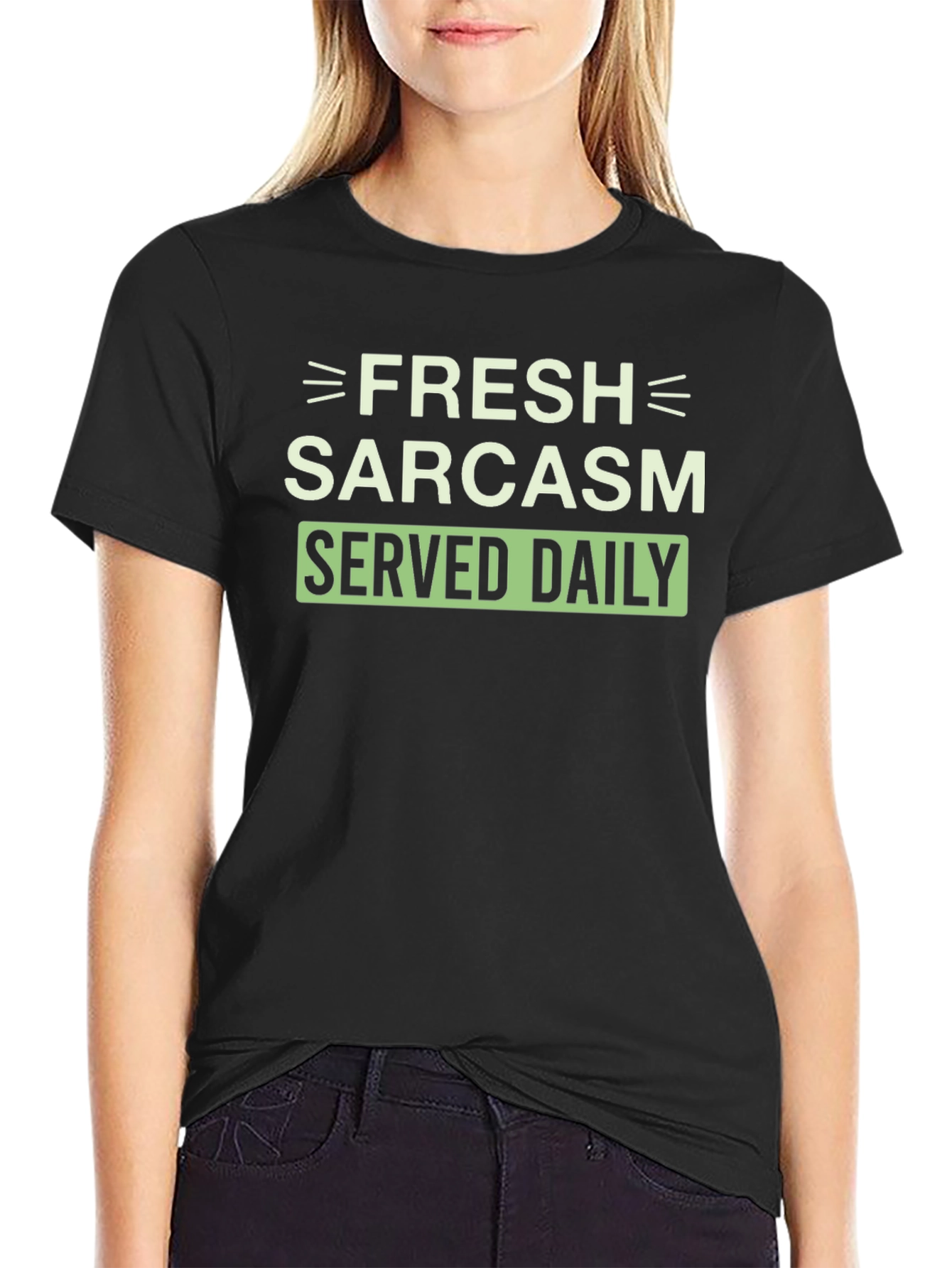 Black Fresh Sarcasm Served Daily Graphic Tee view 2