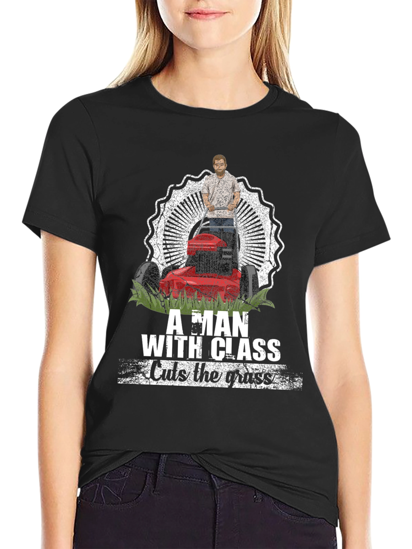 Black Classy Lawn Mower Tee view 2