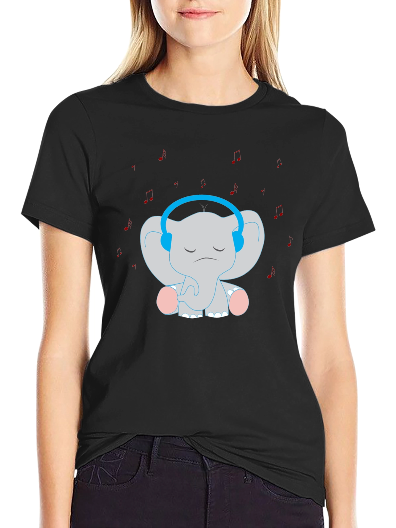 Black Elephant Tunes T-Shirt: Cute Music Lover Tee view 2