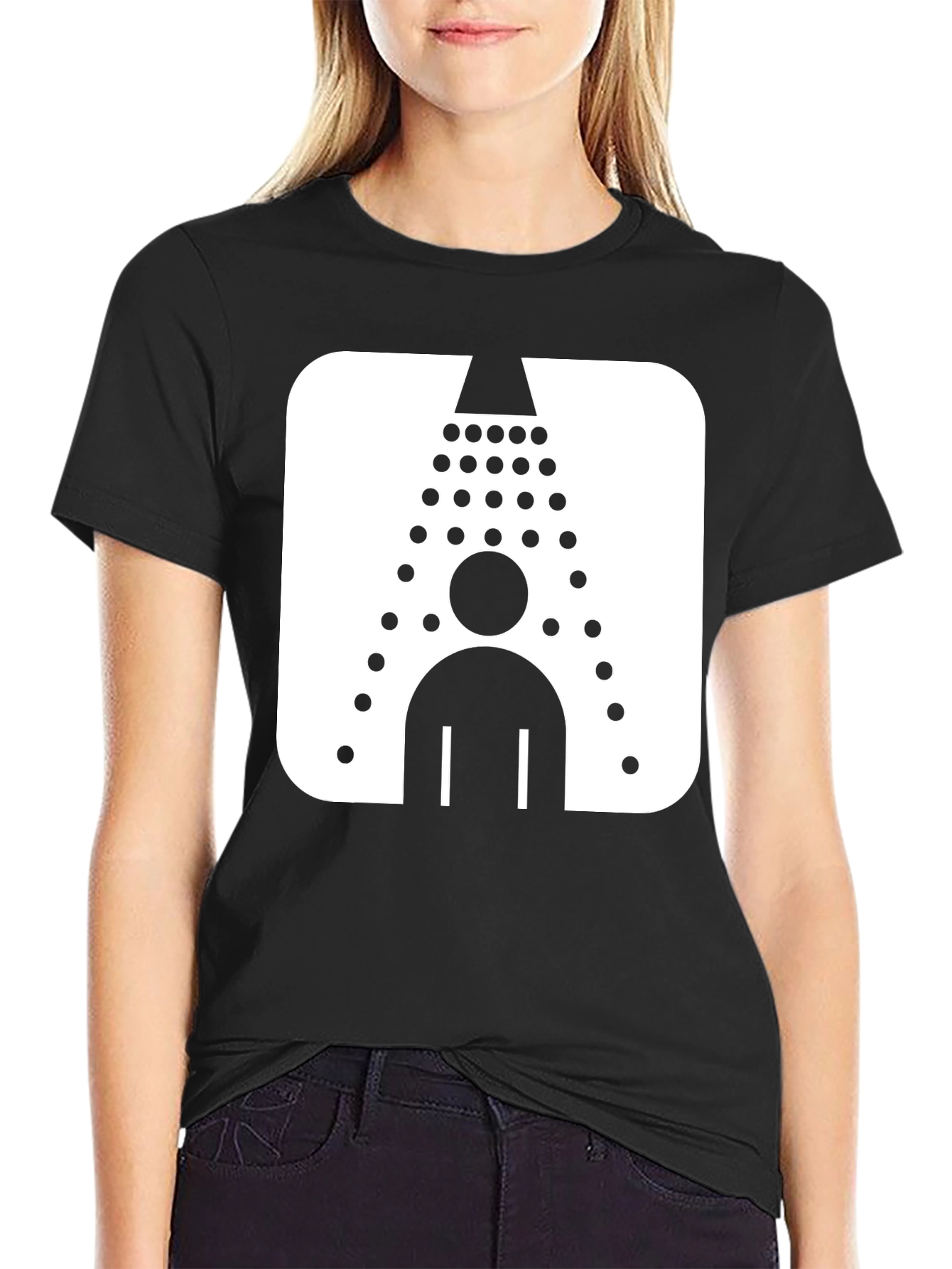 Black Shower Icon Black T-Shirt - Clean Humor Graphic Tee view 2