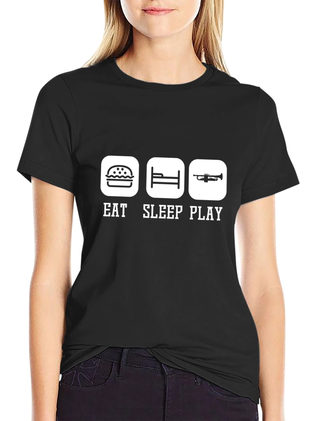 Black Eat Sleep Play Graphic Tee - Black Casual T-Shirt view 2