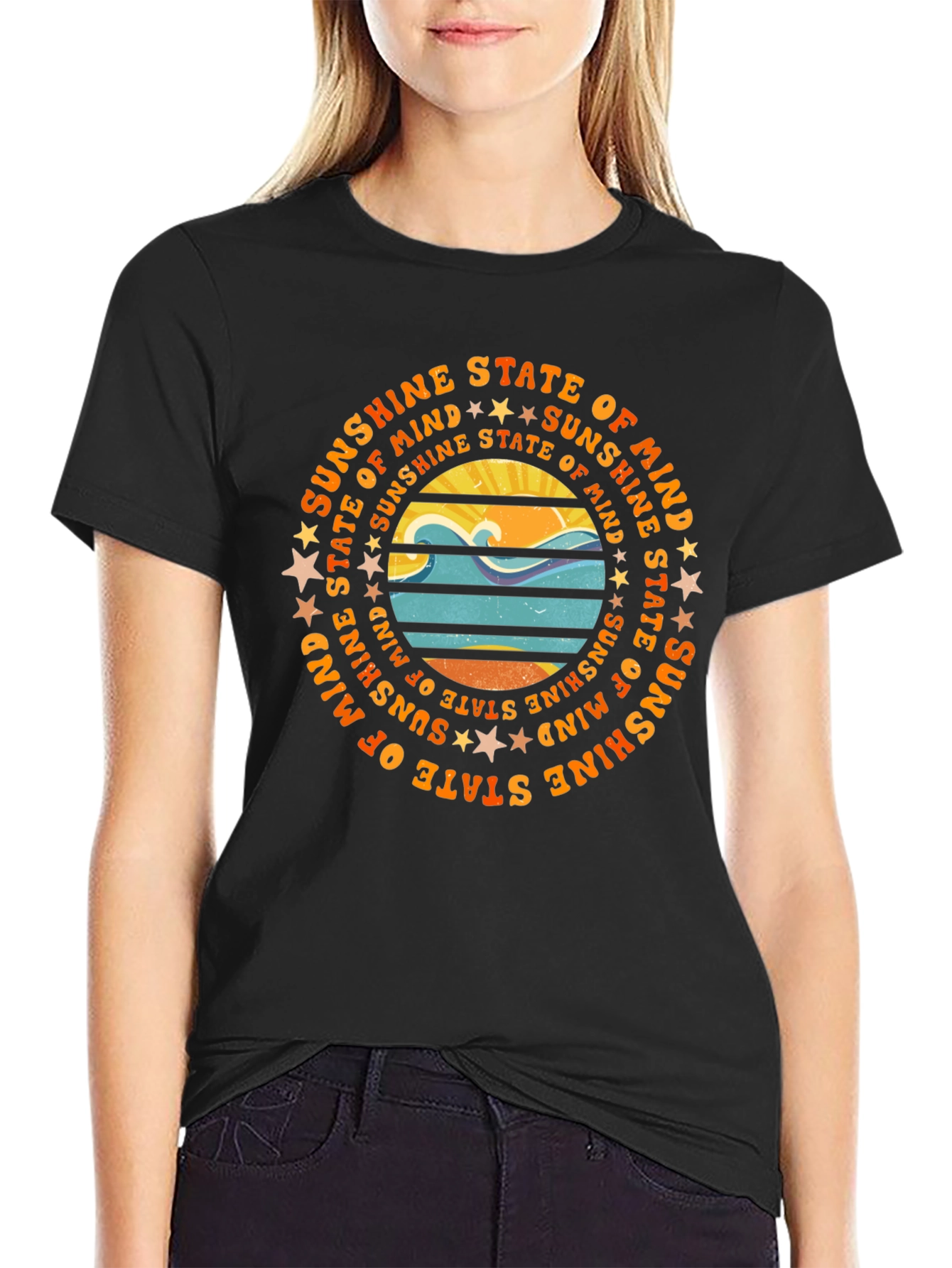 Black Sunshine State of Mind Graphic Tee - Stylish Unisex T-Shirt view 2